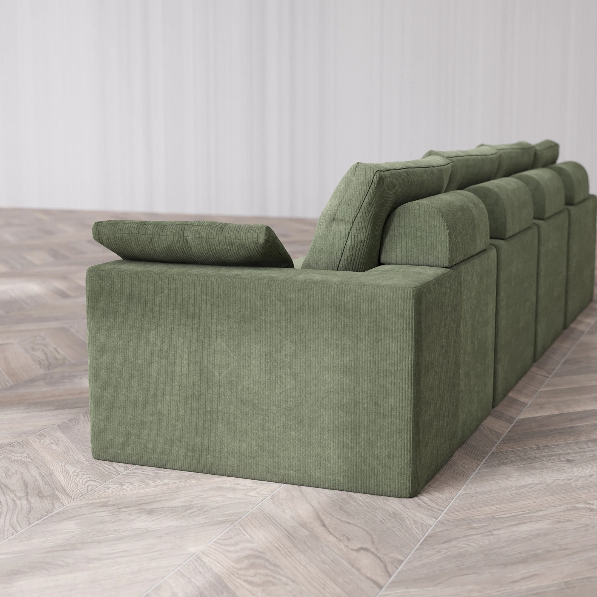 Slipcover Only - Modular Washable 4-Seater Cloud + Bolster Sofa in Juniper - Image 5