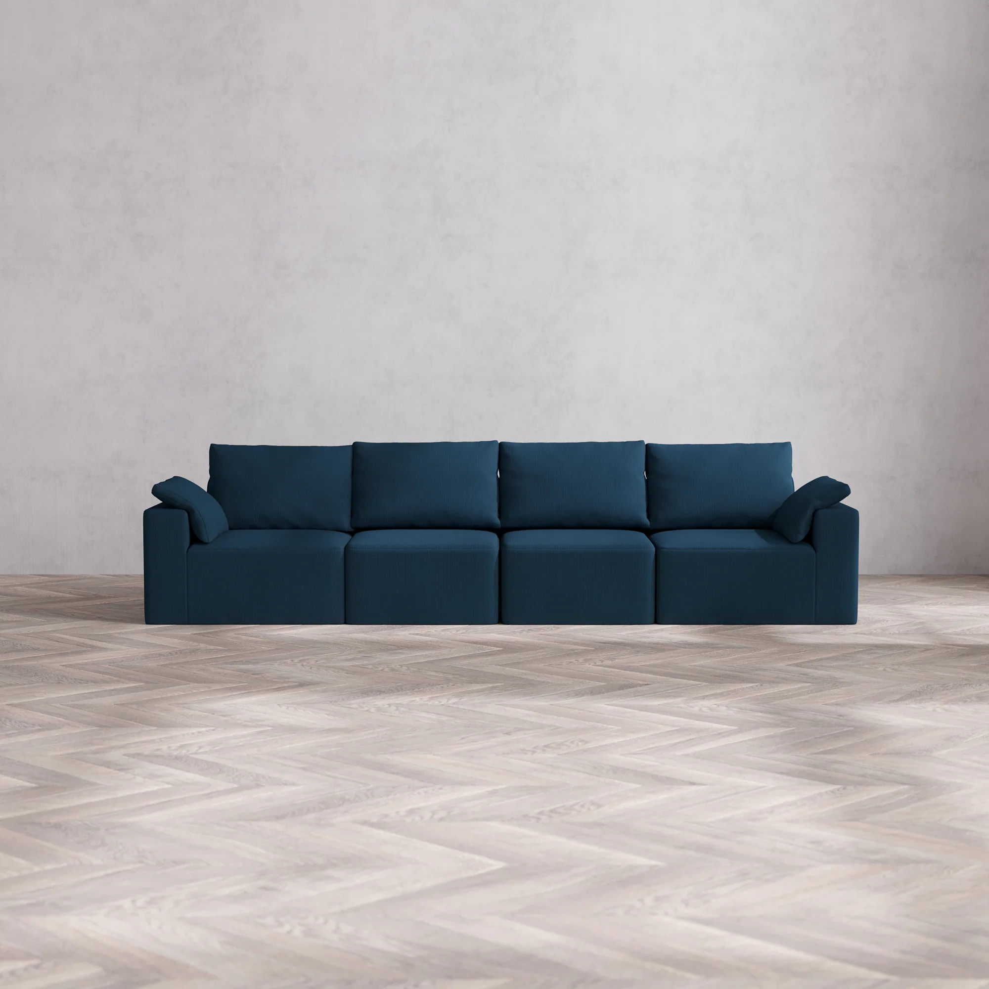 Slipcover Only - Modular Washable 4-Seater Cloud + Bolster Sofa in Lazuli