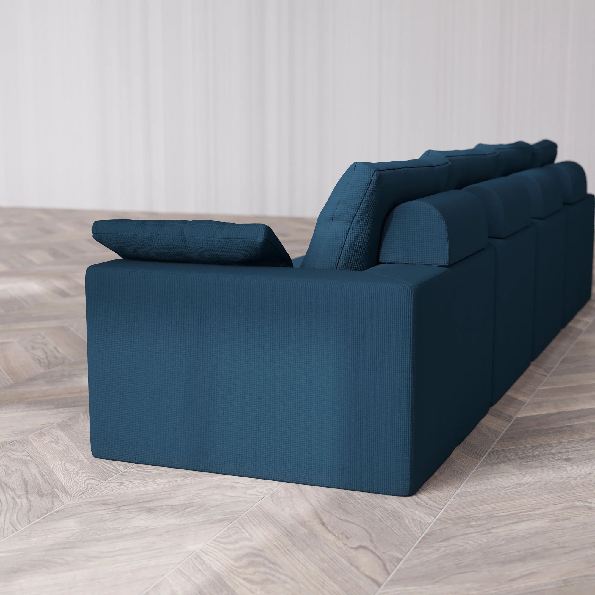 Slipcover Only - Modular Washable 4-Seater Cloud + Bolster Sofa in Lazuli - Image 5