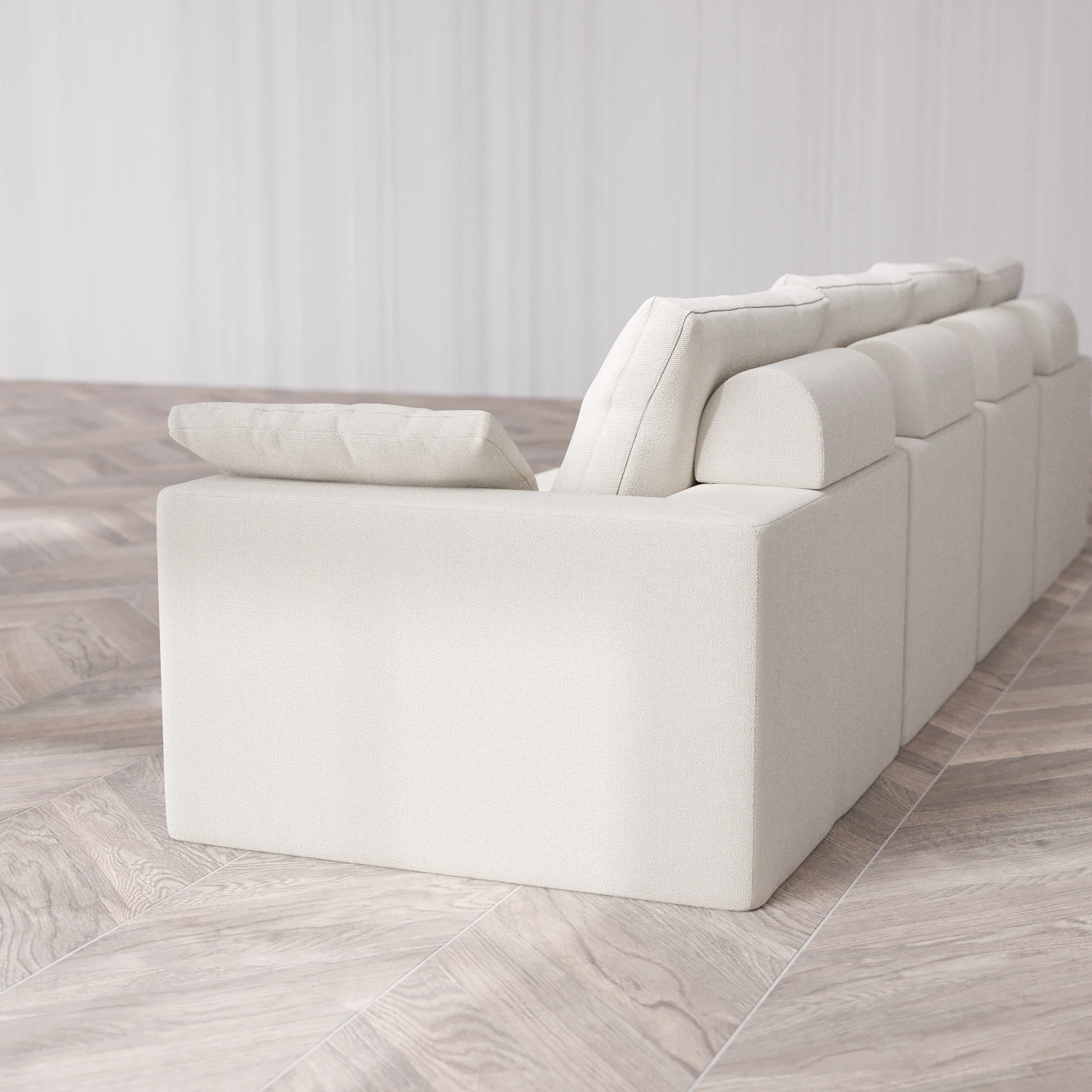 Slipcover Only - Modular Washable 4-Seater Cloud + Bolster Sofa in Pearl - Image 5