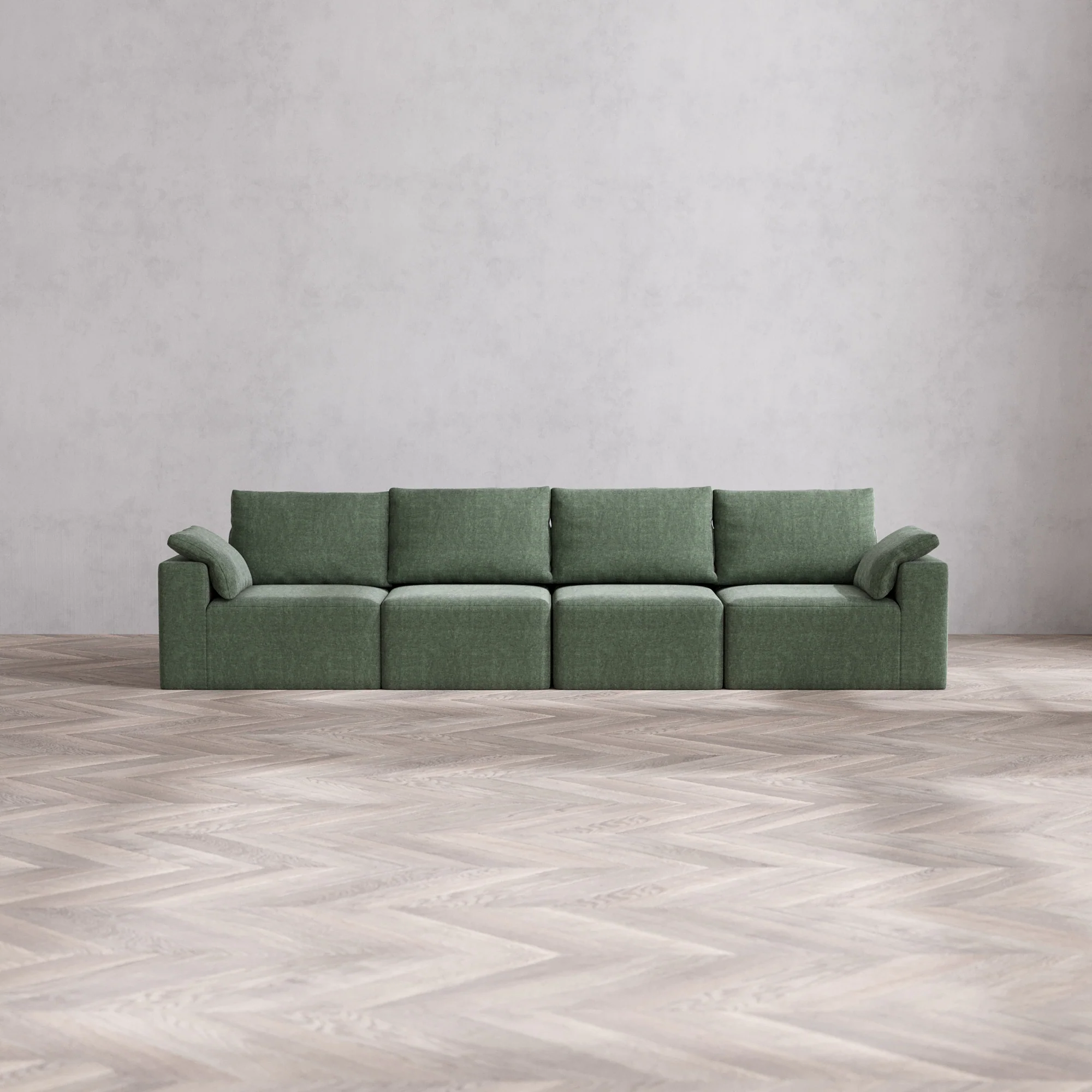 Slipcover Only - Modular Washable 4-Seater Cloud + Bolster Sofa in Sage