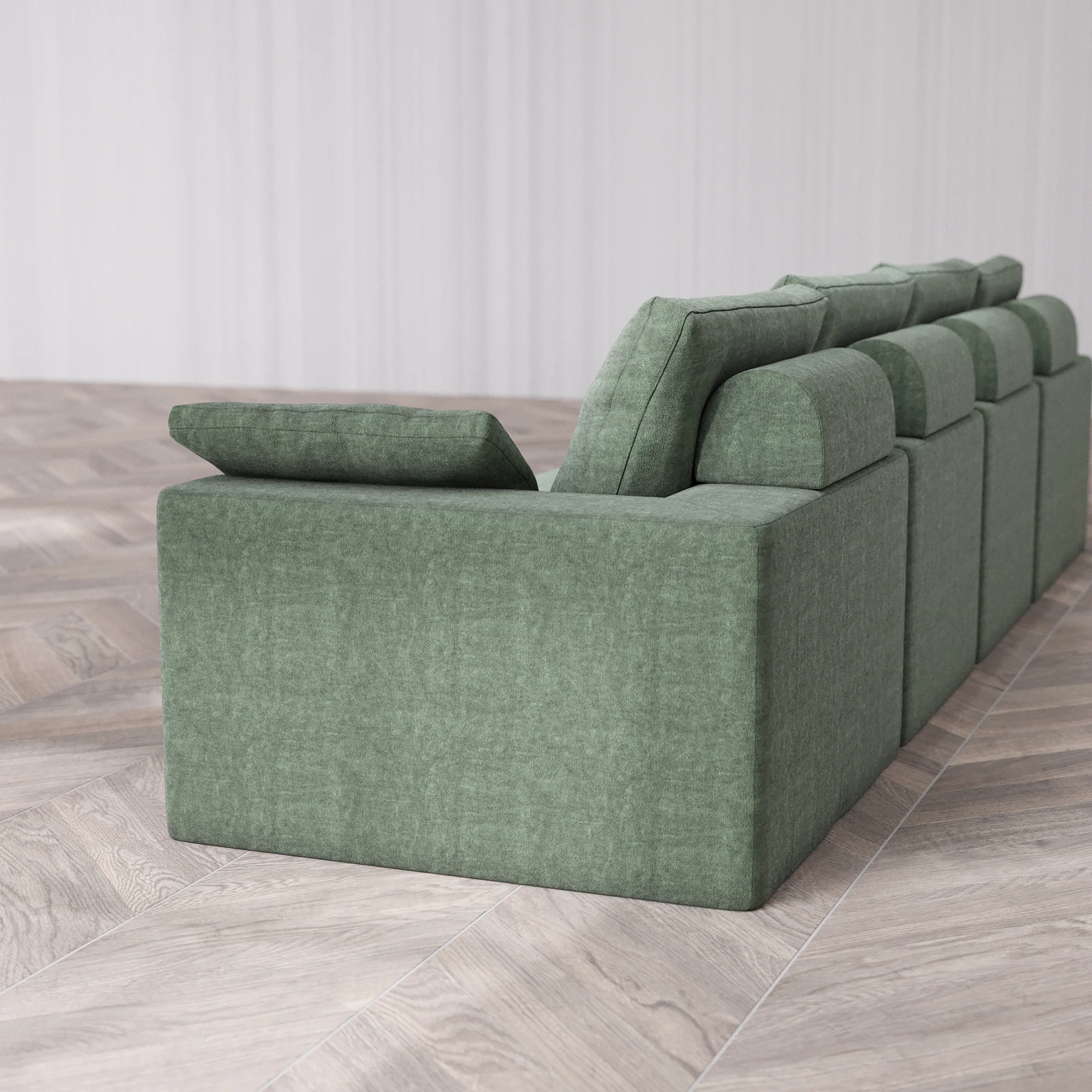 Slipcover Only - Modular Washable 4-Seater Cloud + Bolster Sofa in Sage - Image 5