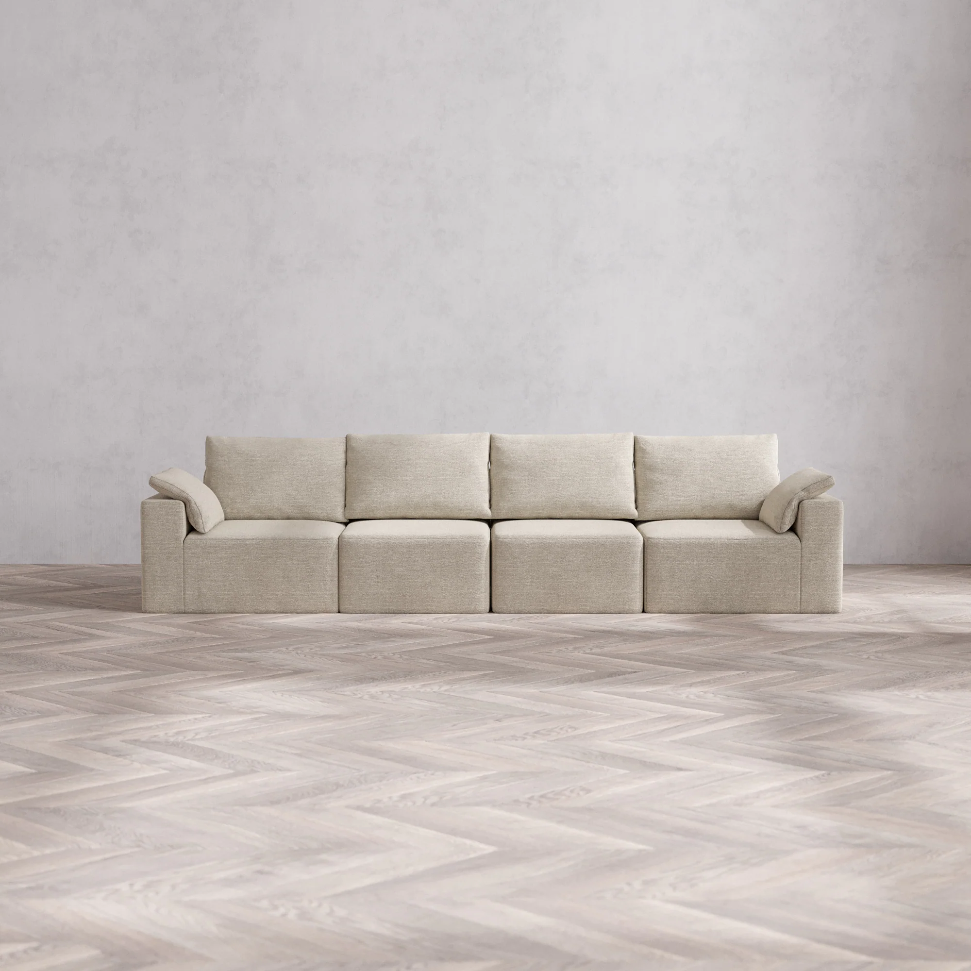 Slipcover Only - Modular Washable 4-Seater Cloud + Bolster Sofa in Sandstone