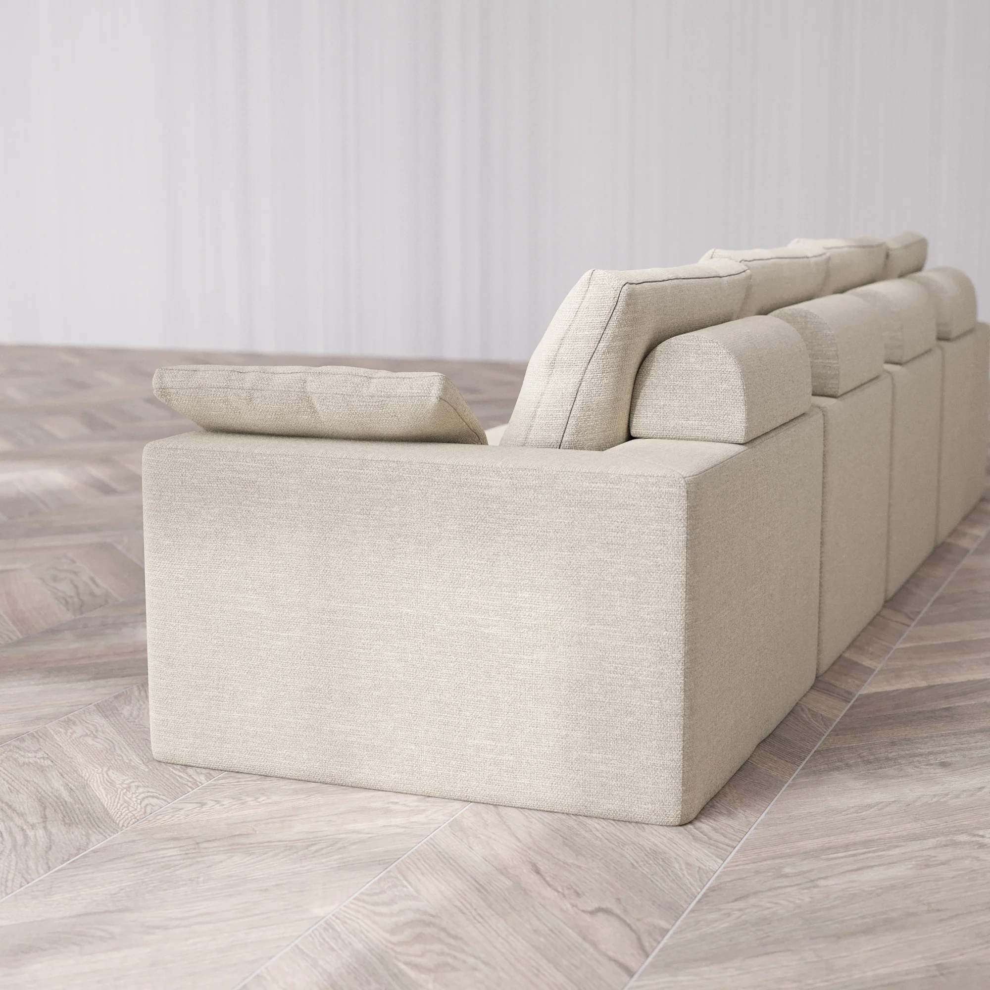 Slipcover Only - Modular Washable 4-Seater Cloud + Bolster Sofa in Sandstone - Image 5