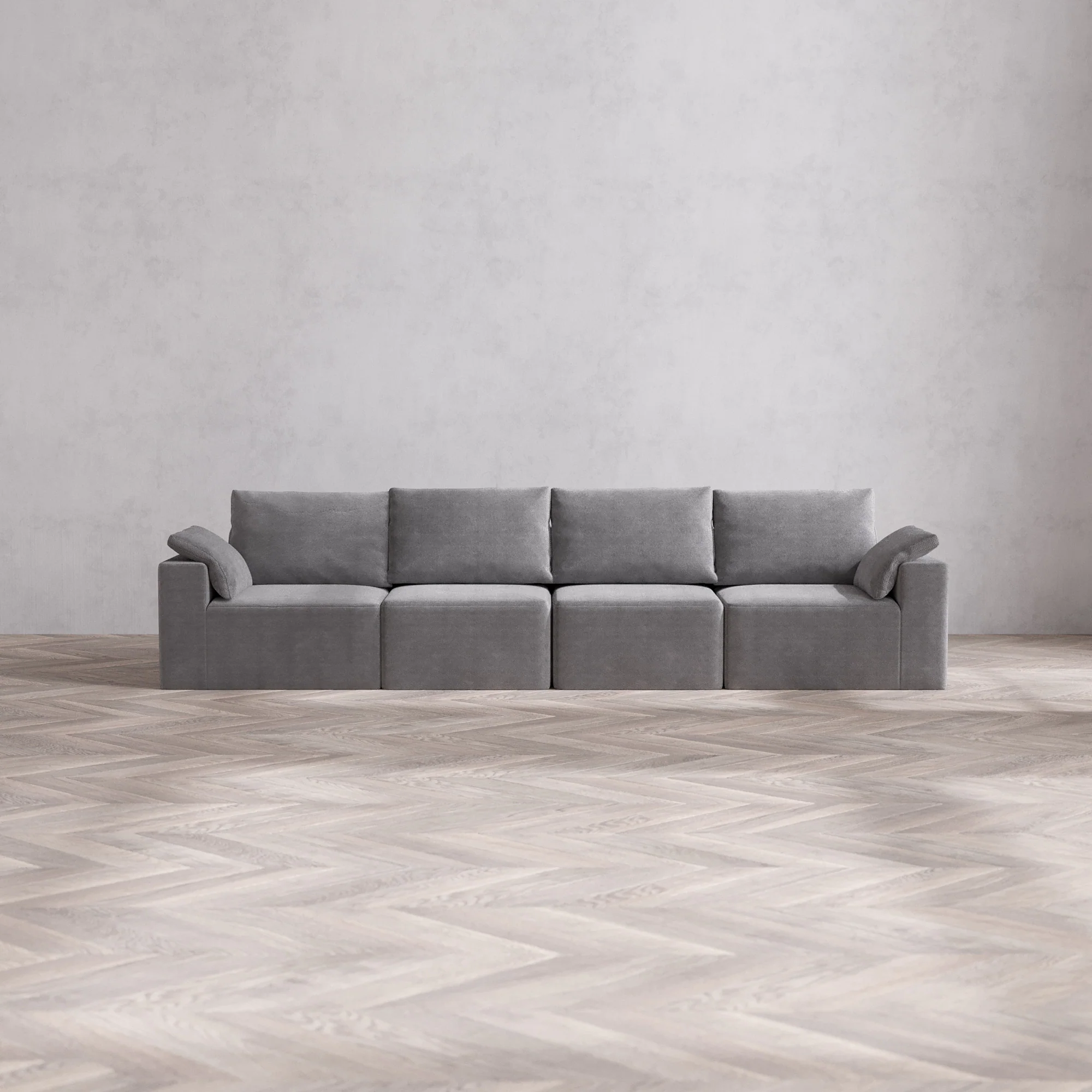 Slipcover Only - Modular Washable 4-Seater Cloud + Bolster Sofa in Slate