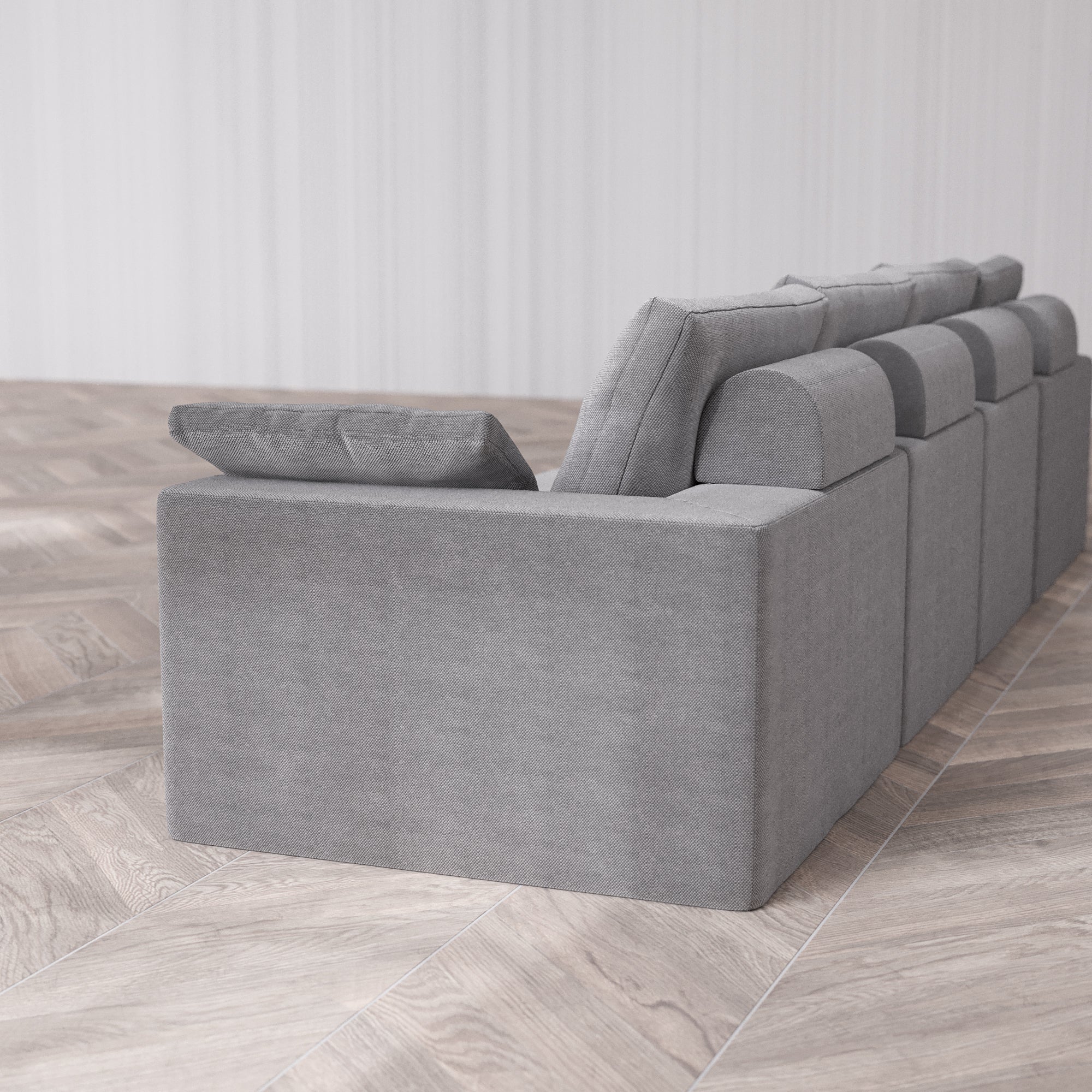 Slipcover Only - Modular Washable 4-Seater Cloud + Bolster Sofa in Slate - Image 5