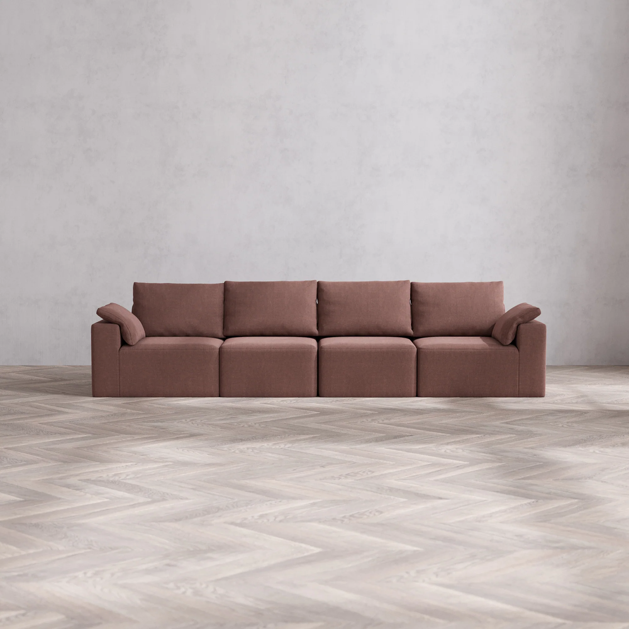 Slipcover Only - Modular Washable 4-Seater Cloud + Bolster Sofa in Sumac