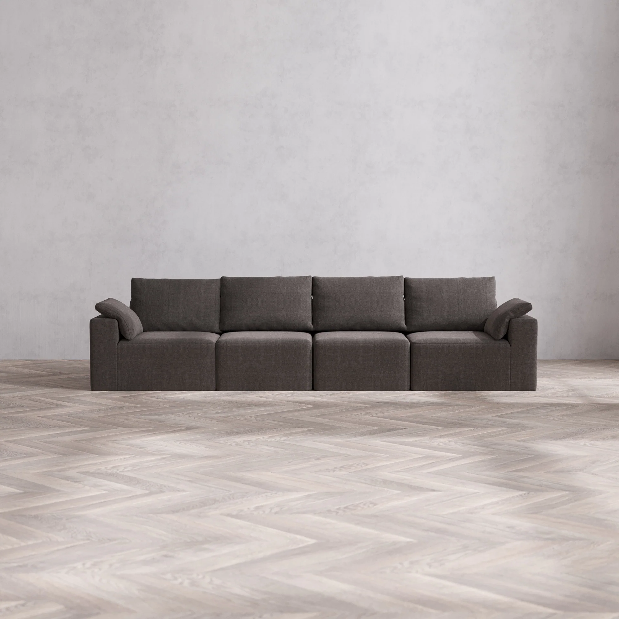 Slipcover Only - Modular Washable 4-Seater Cloud + Bolster Sofa in Truffle