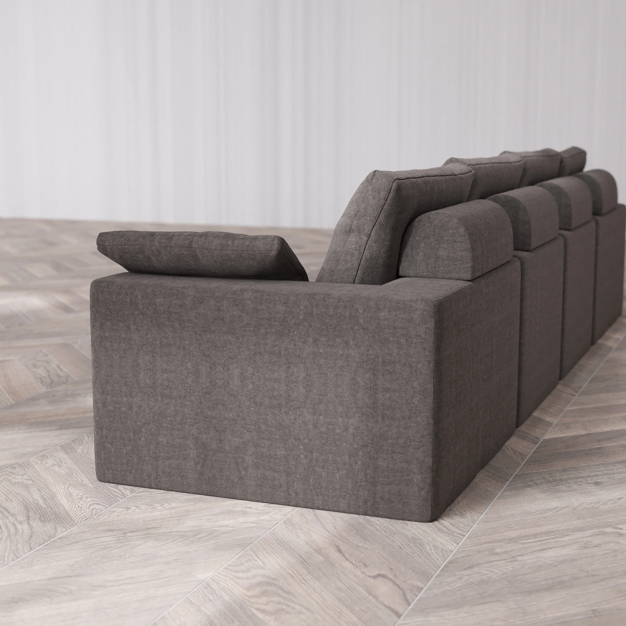 Slipcover Only - Modular Washable 4-Seater Cloud + Bolster Sofa in Truffle - Image 5