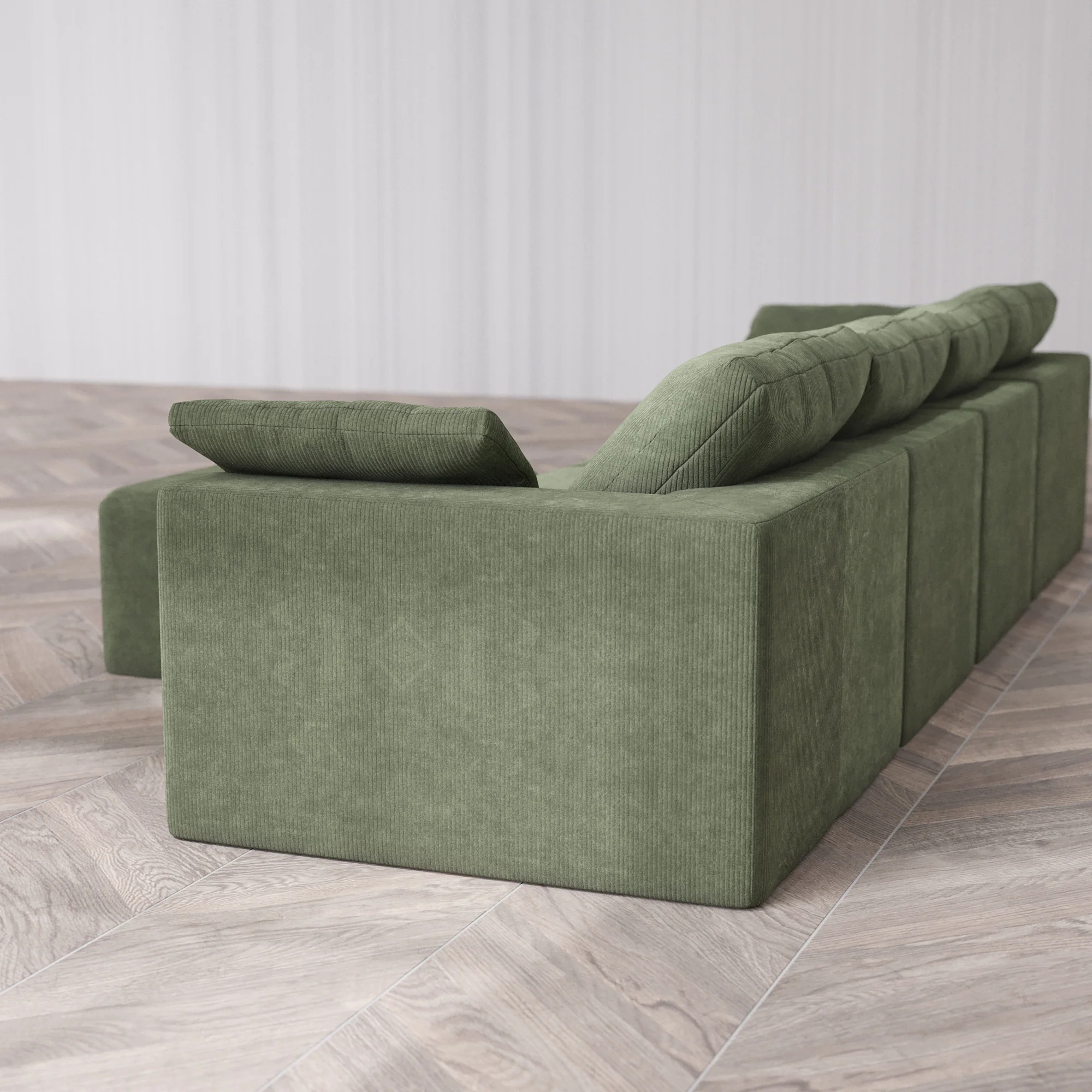 Slipcover Only - Modular Washable 4-Seater Cloud Sofa + Ottoman Bench in Juniper - Image 5