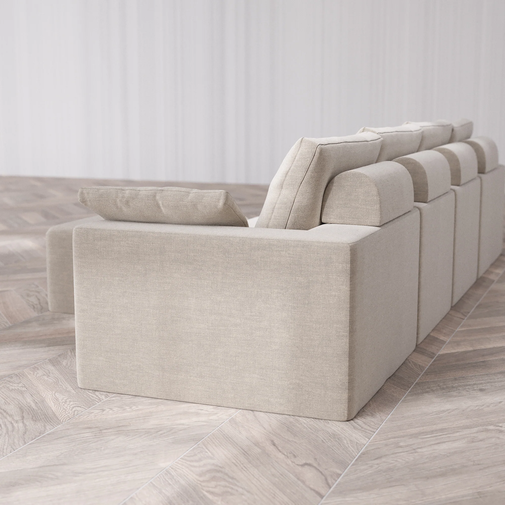Slipcover Only - Modular Washable 4-Seater Cloud + Bolster Sofa + Ottoman Bench in Caraway - Image 5