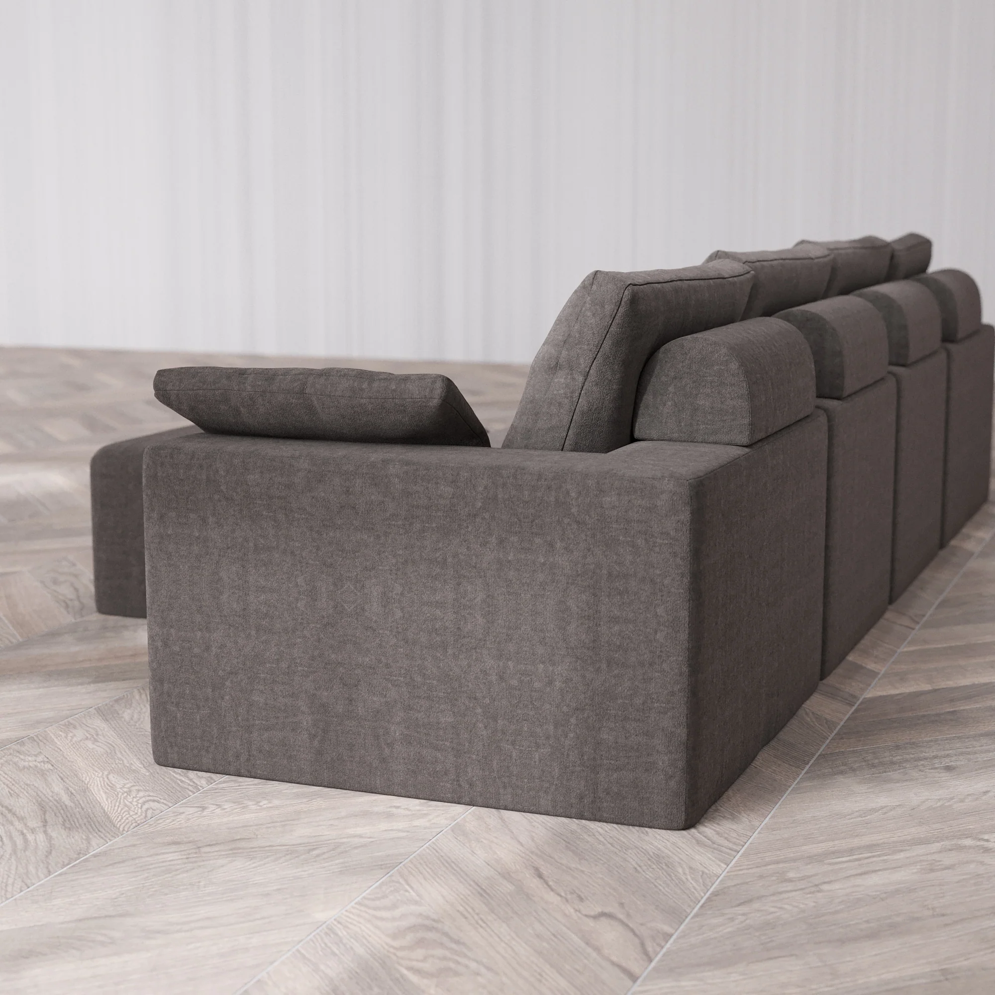Slipcover Only - Modular Washable 4-Seater Cloud + Bolster Sofa + Ottoman Bench in Truffle - Image 5