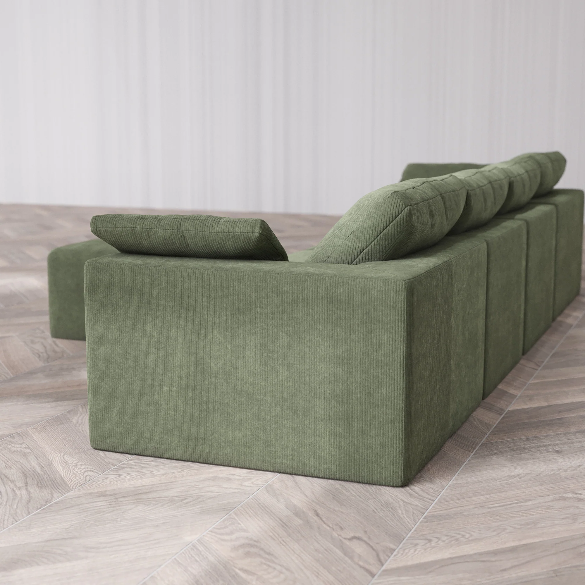Slipcover Only - Modular Washable 4-Seater Cloud Sofa + Ottoman in Juniper - Image 5
