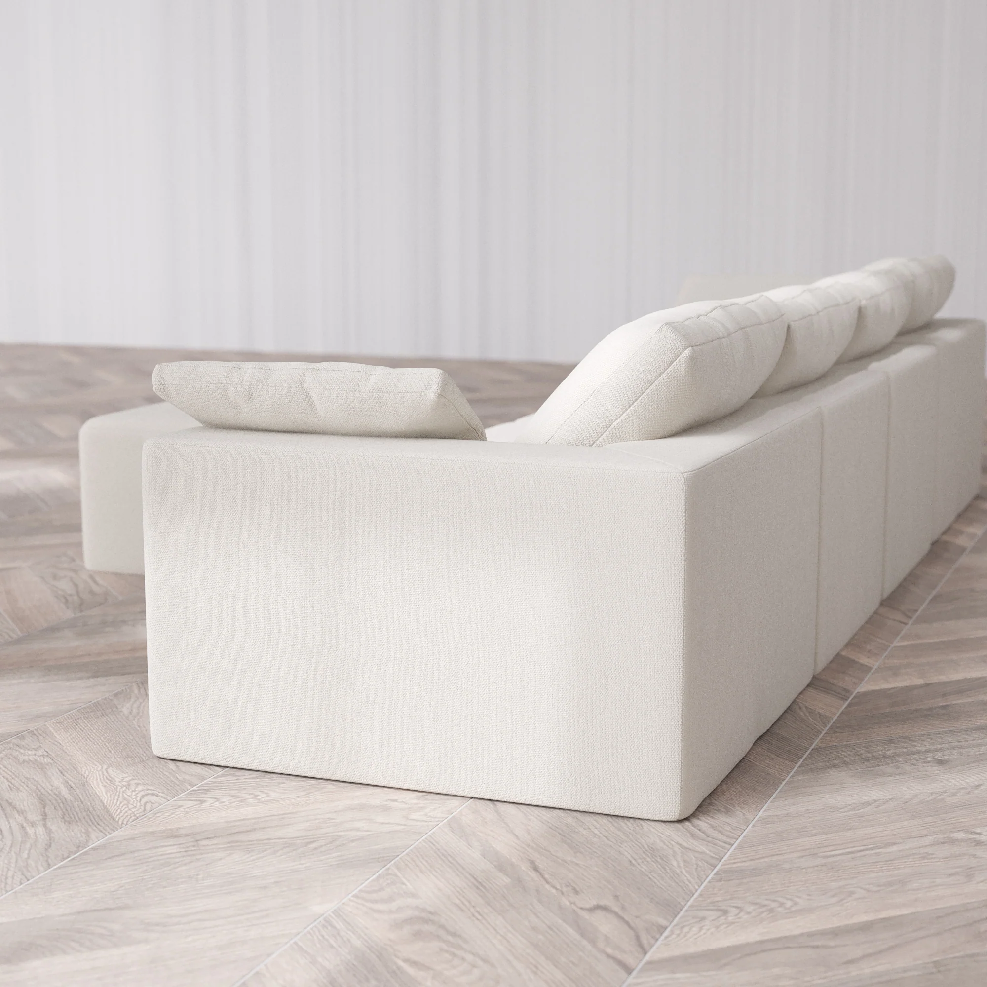Slipcover Only - Modular Washable 4-Seater Cloud Sofa + Ottoman in Pearl - Image 5