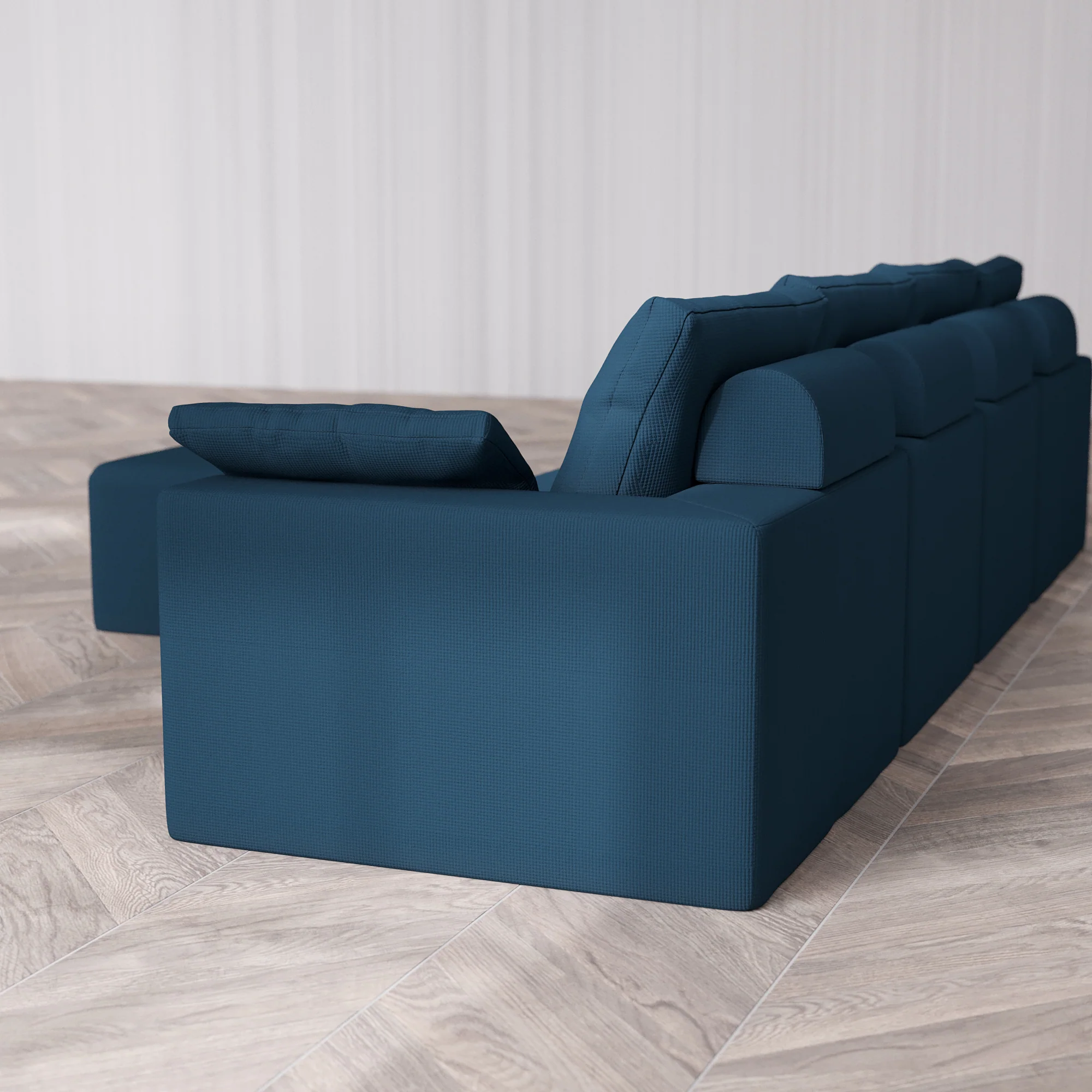 Slipcover Only - Modular Washable 4-Seater Cloud + Bolster Sofa + Ottoman in Lazuli - Image 5