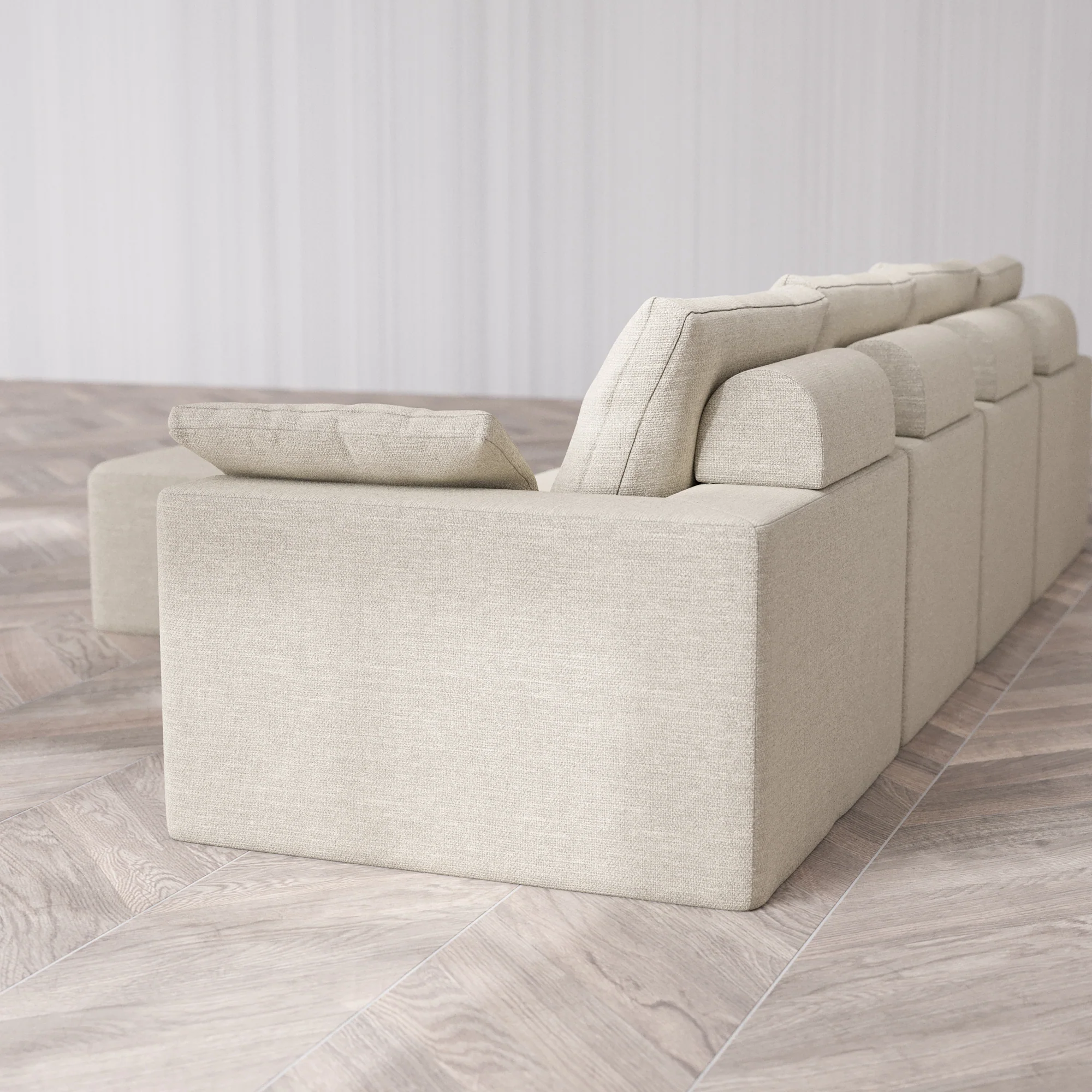 Slipcover Only - Modular Washable 4-Seater Cloud + Bolster Sofa + Ottoman in Sandstone - Image 5