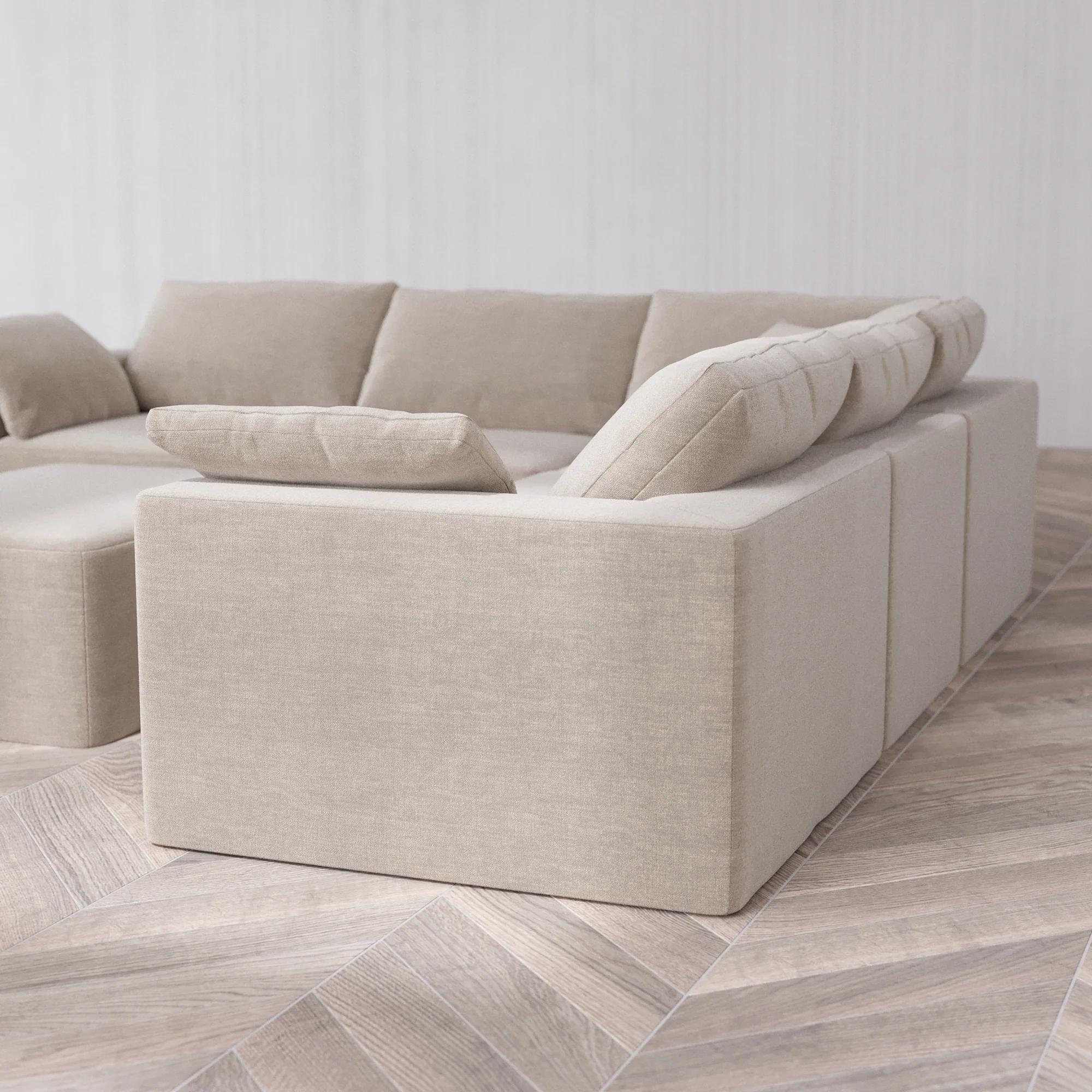 Slipcover Only - Modular Washable 5-Seater Corner Sectional + Chaise Ottoman Cloud Sofa in Caraway - Image 5