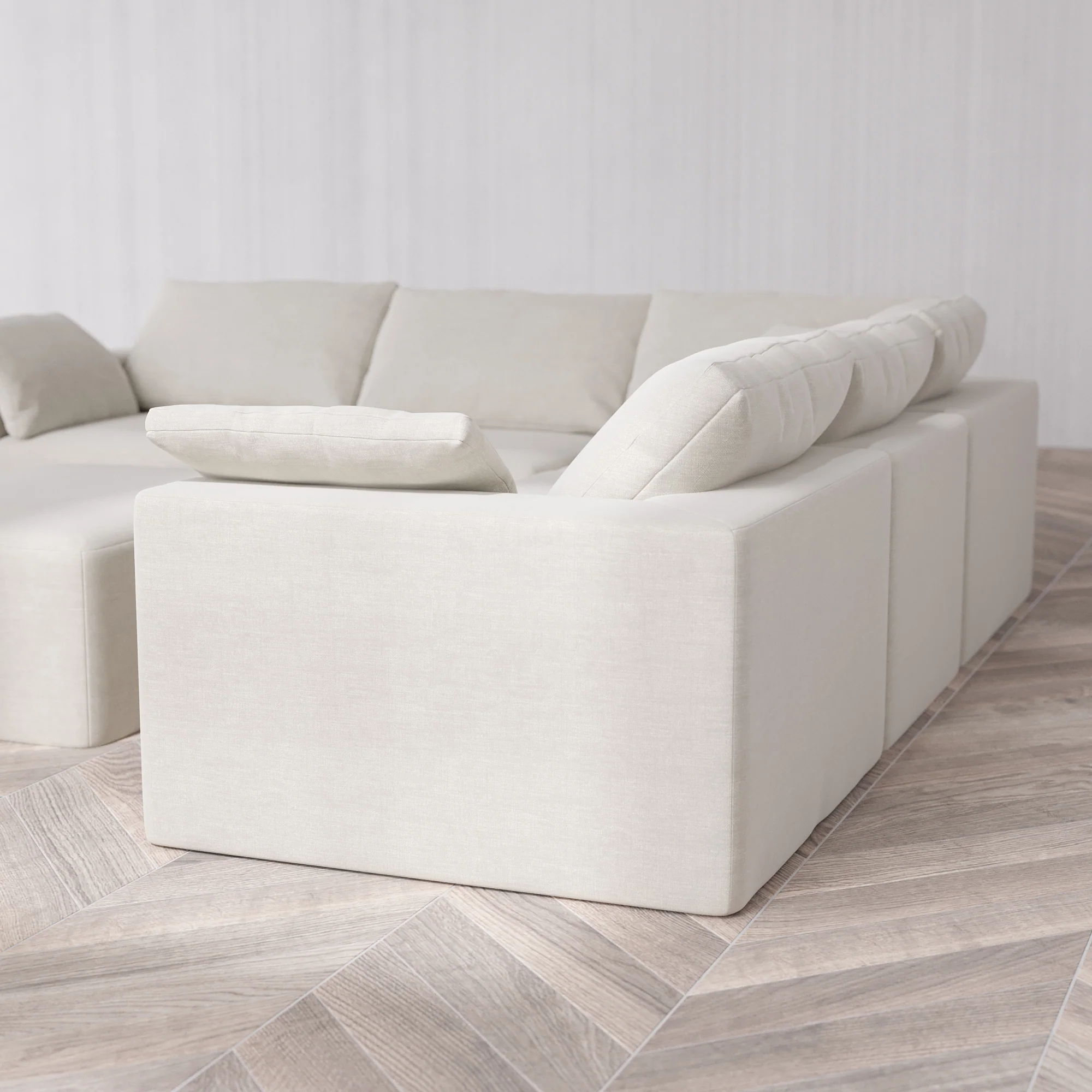 Slipcover Only - Modular Washable 5-Seater Corner Sectional + Chaise Ottoman Cloud Sofa in Cashew - Image 5