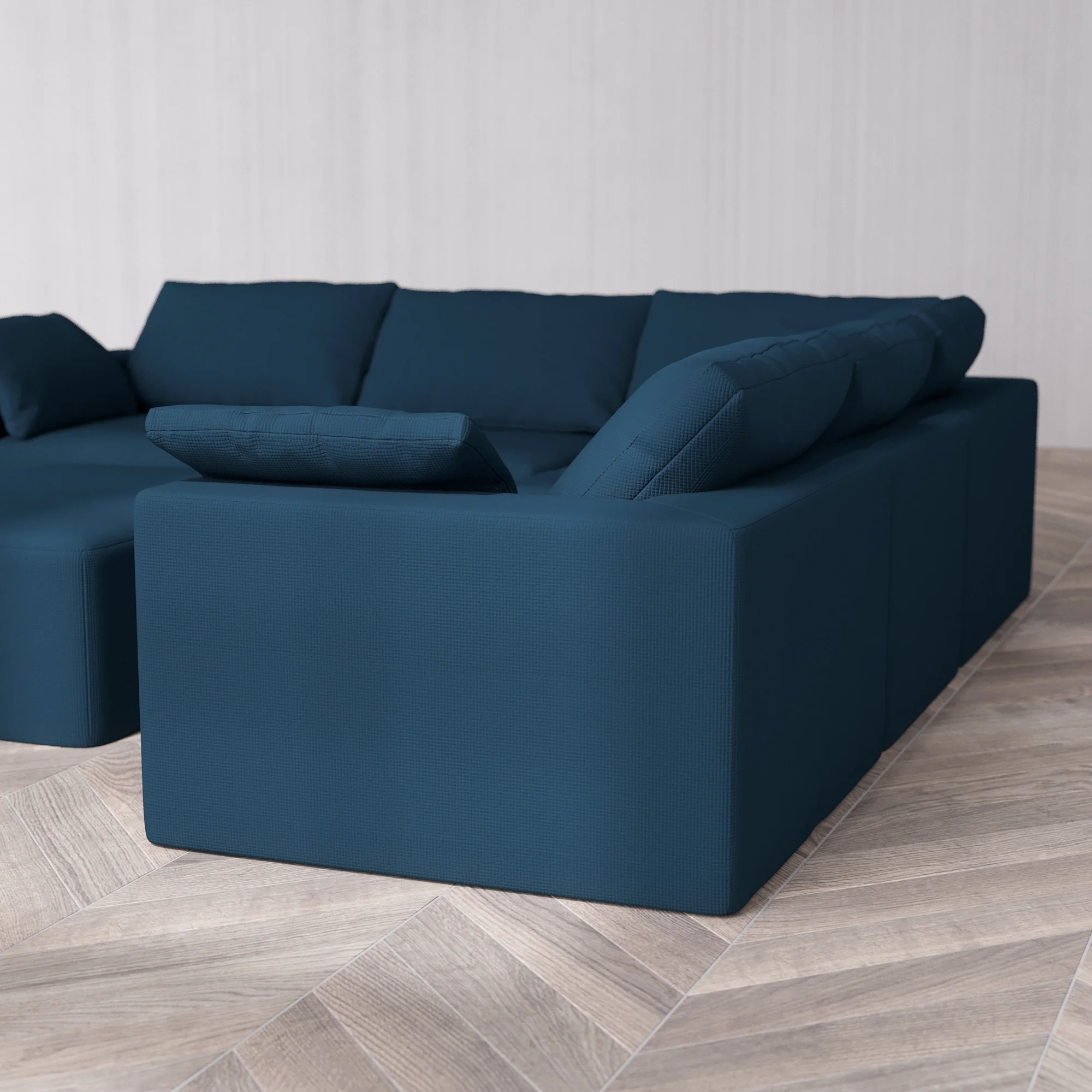 Slipcover Only - Modular Washable 5-Seater Corner Sectional + Chaise Ottoman Cloud Sofa in Lazuli - Image 5
