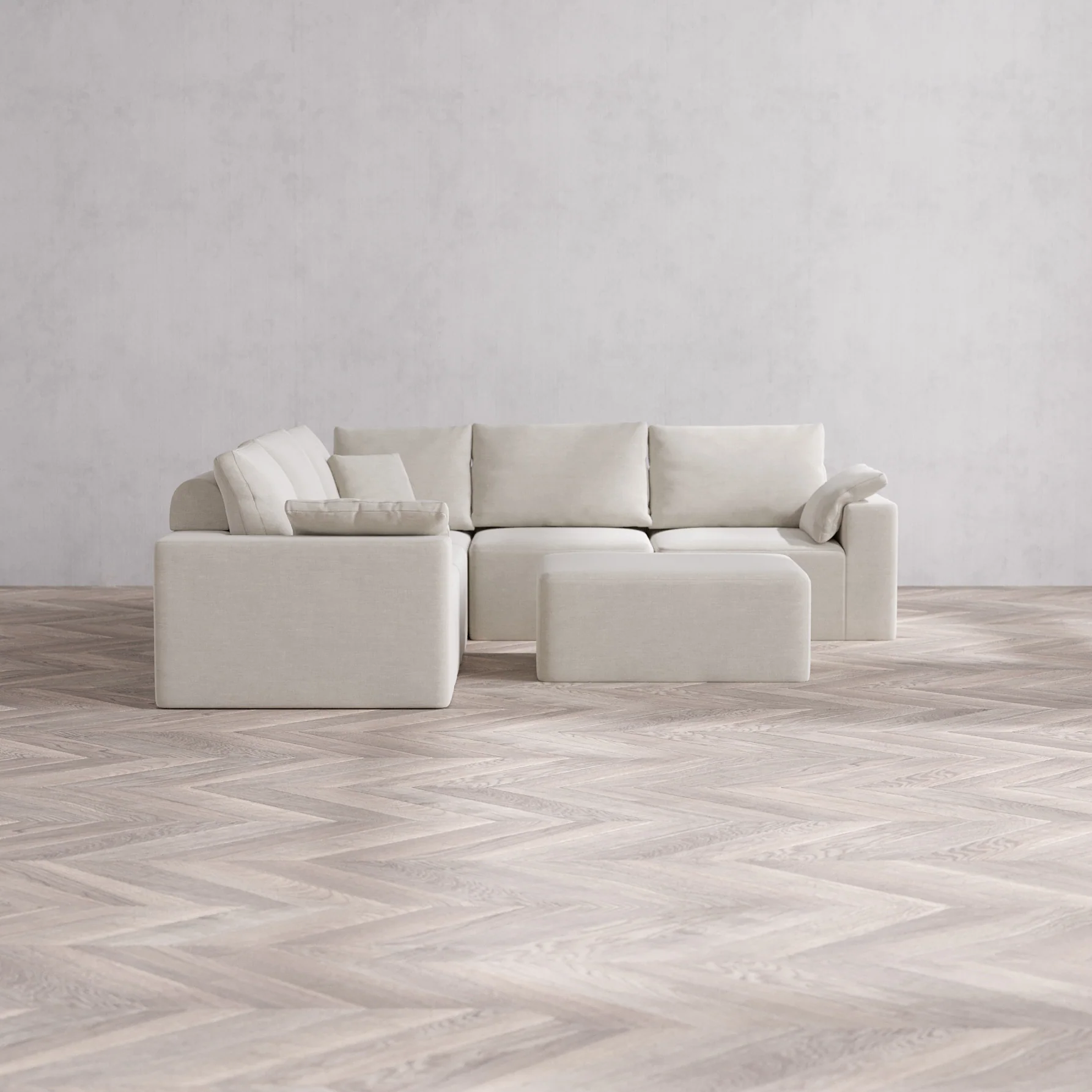 Slipcover Only - Modular Washable 5-Seater Corner Sectional + Chaise Ottoman Cloud + Bolster Sofa in Cashew