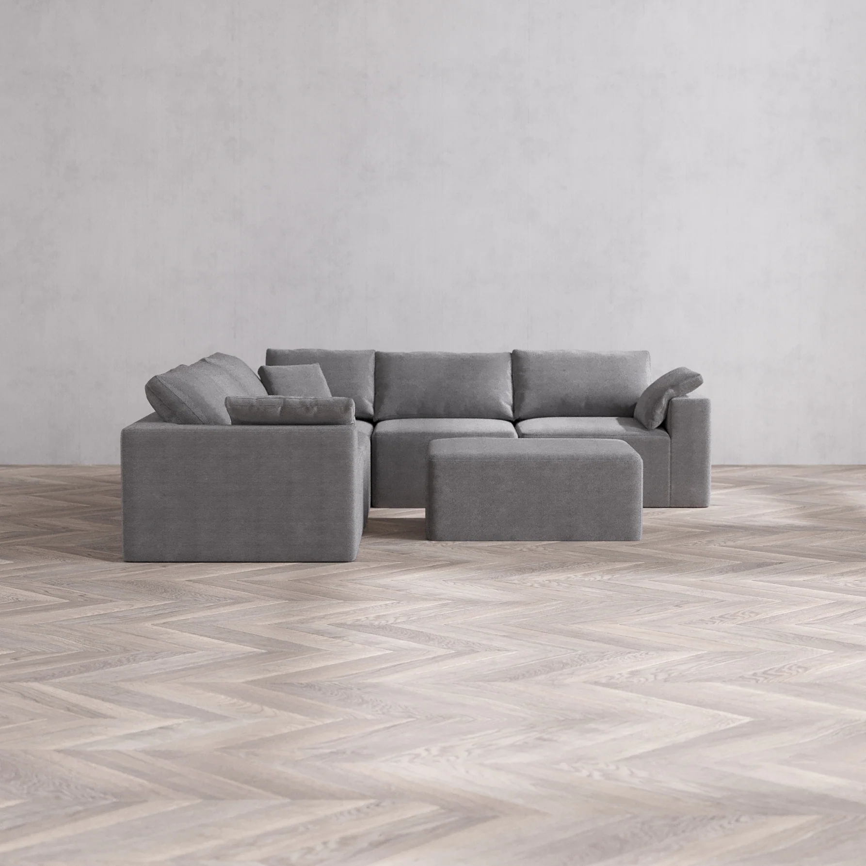 Slipcover Only - Modular Washable 5-Seater Corner Sectional + Chaise Ottoman Cloud Sofa in Slate