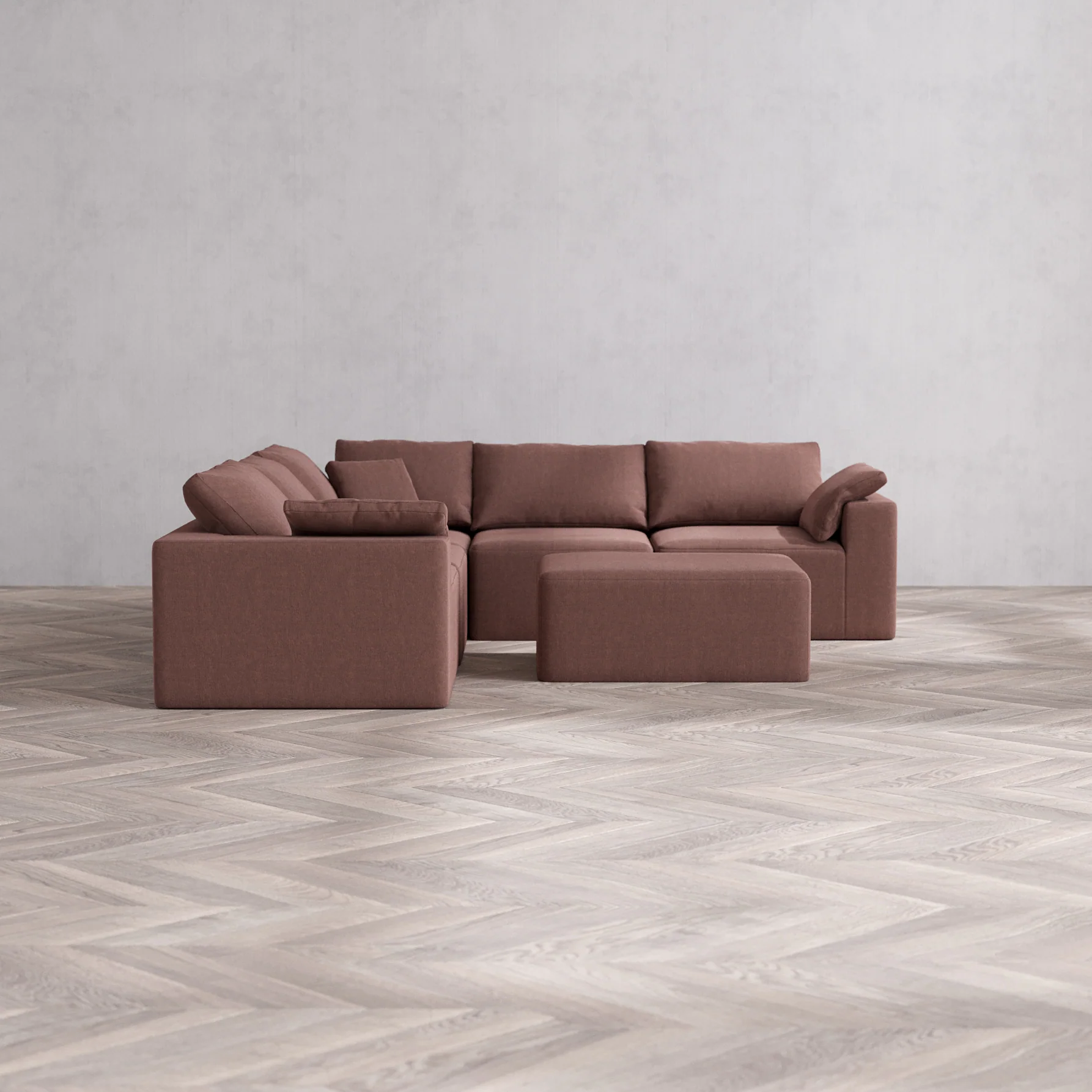 Slipcover Only - Modular Washable 5-Seater Corner Sectional + Chaise Ottoman Cloud Sofa in Sumac