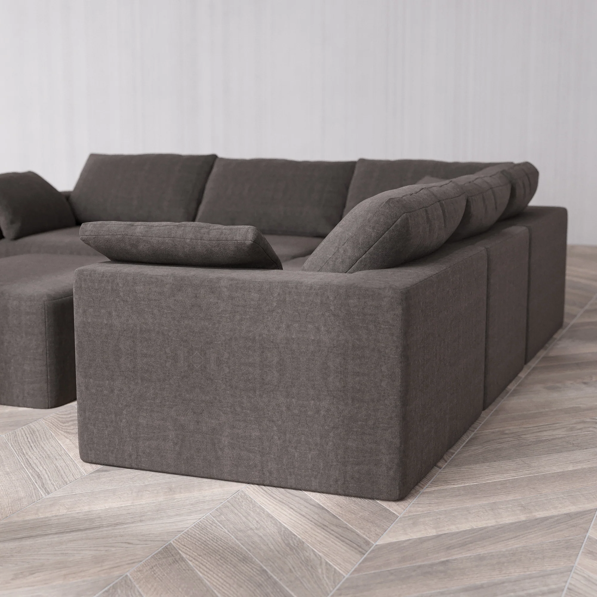 Slipcover Only - Modular Washable 5-Seater Corner Sectional + Chaise Ottoman Cloud Sofa in Truffle - Image 5
