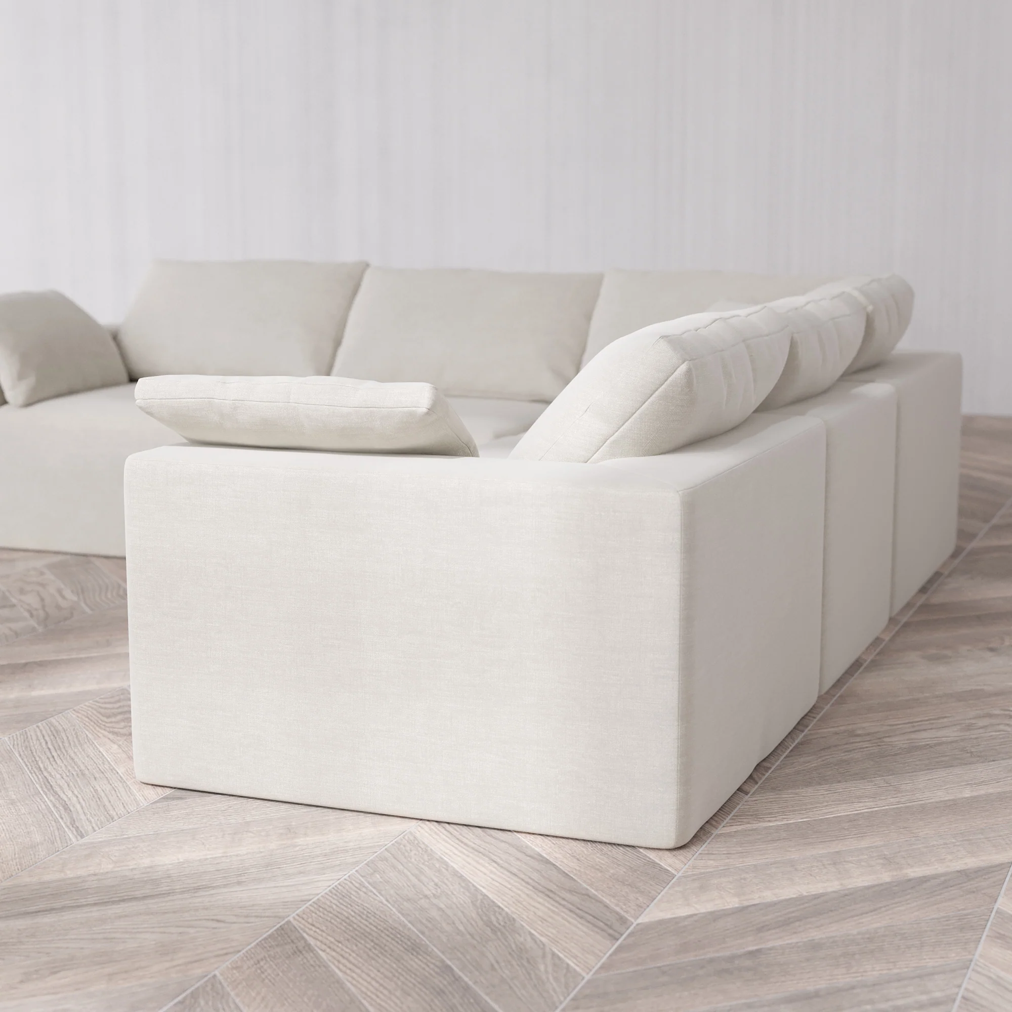 Slipcover Only - Modular Washable 5-Seater Corner Sectional Cloud Sofa in Cashew - Image 5