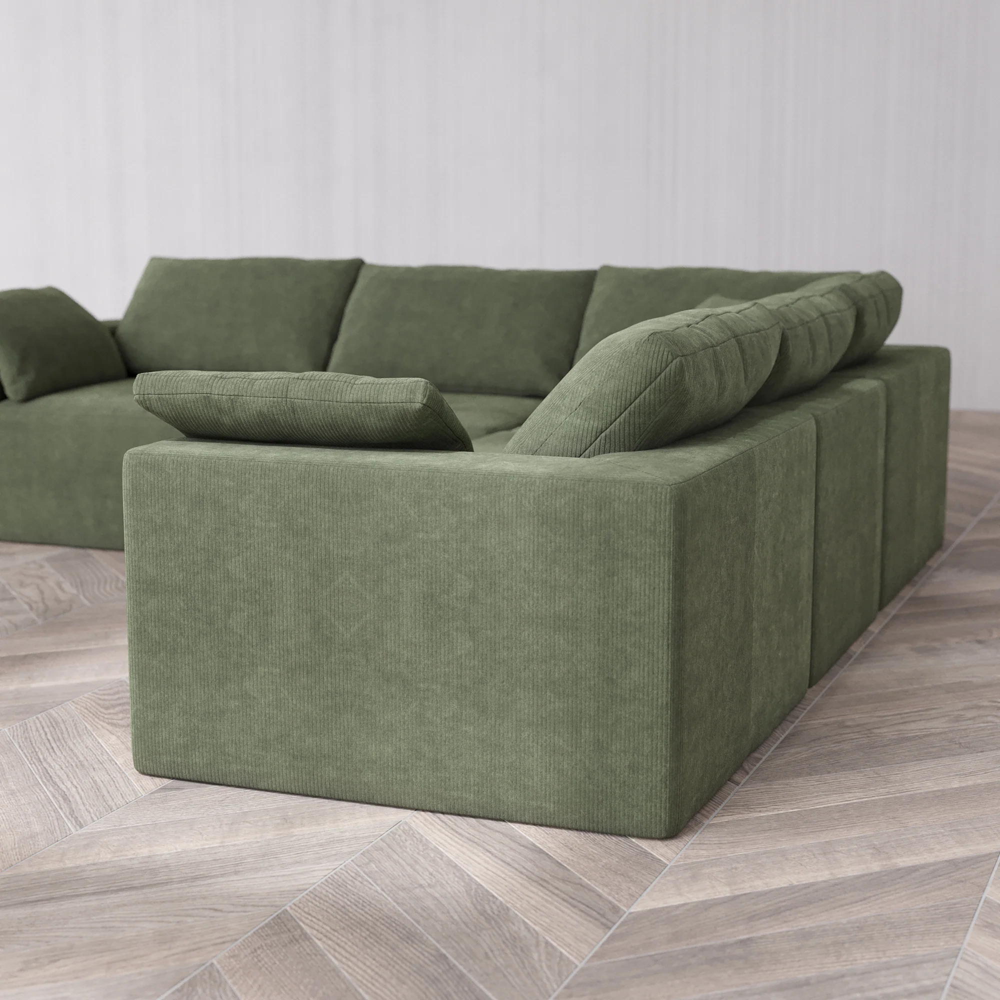 Slipcover Only - Modular Washable 5-Seater Corner Sectional Cloud Sofa in Juniper - Image 5