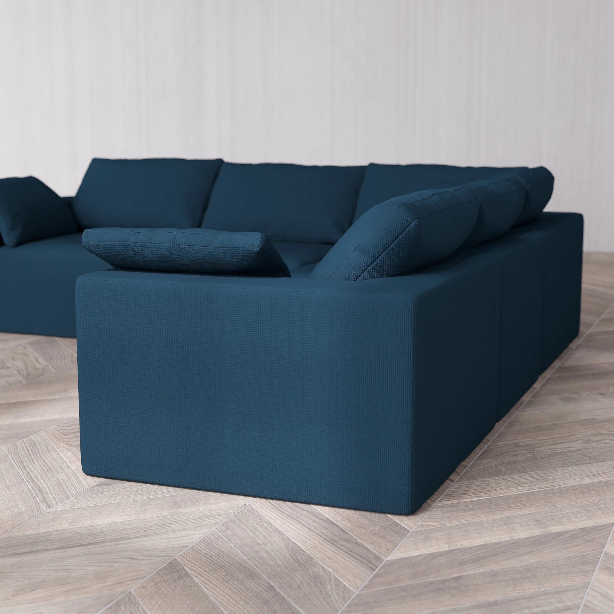 Slipcover Only - Modular Washable 5-Seater Corner Sectional Cloud Sofa in Lazuli - Image 5