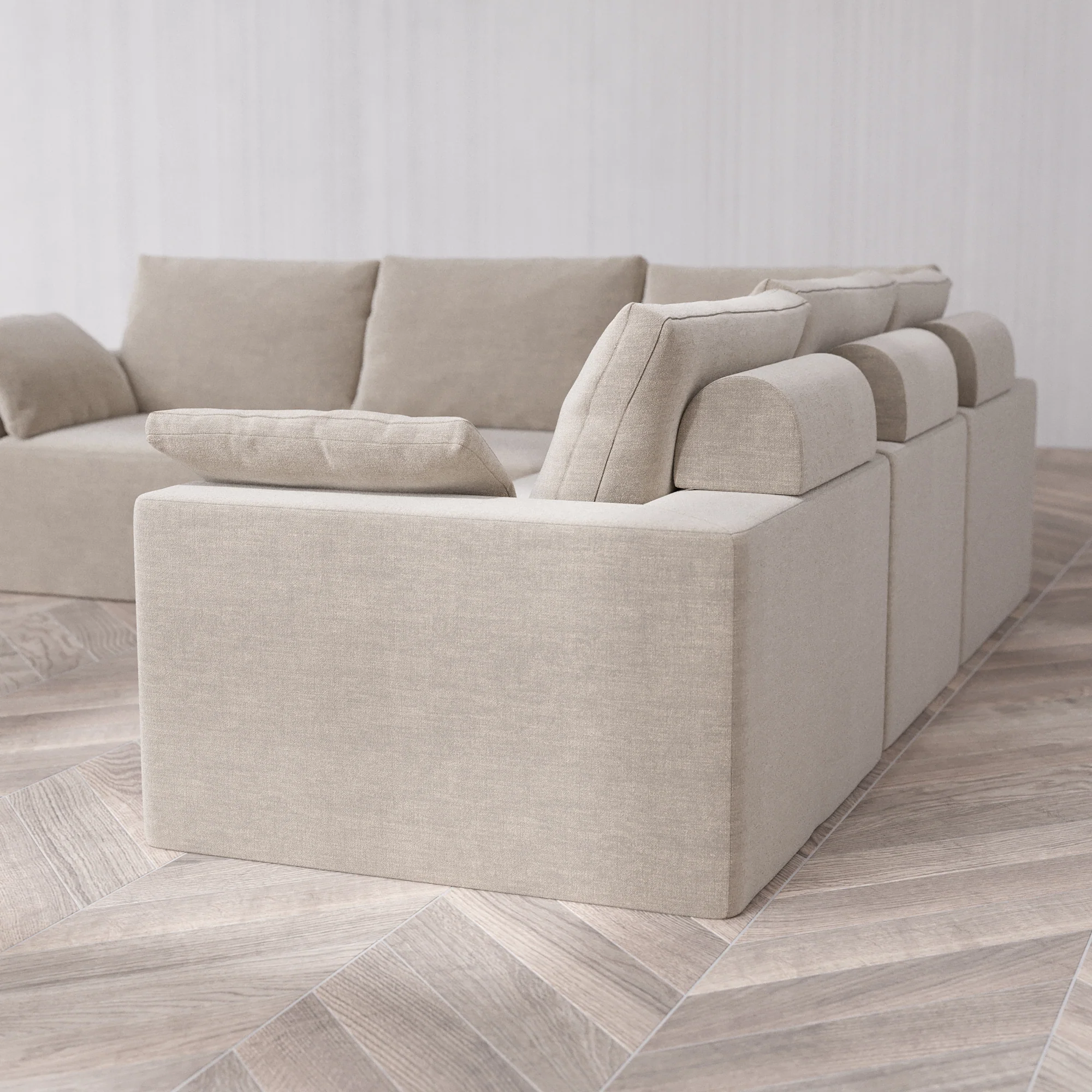 Slipcover Only - Modular Washable 5-Seater Corner Sectional Cloud + Bolster Sofa in Caraway - Image 5