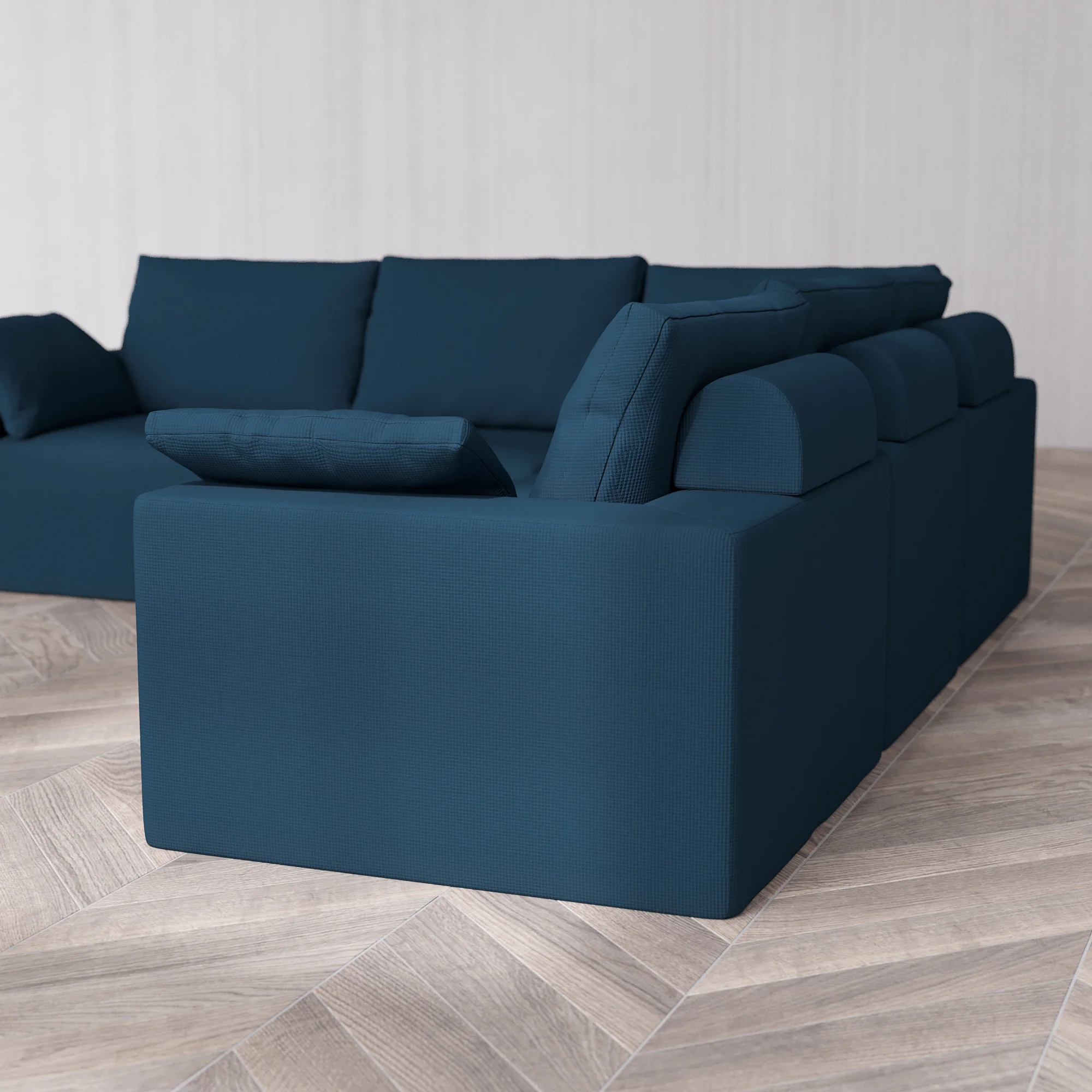 Slipcover Only - Modular Washable 5-Seater Corner Sectional Cloud + Bolster Sofa in Lazuli - Image 5