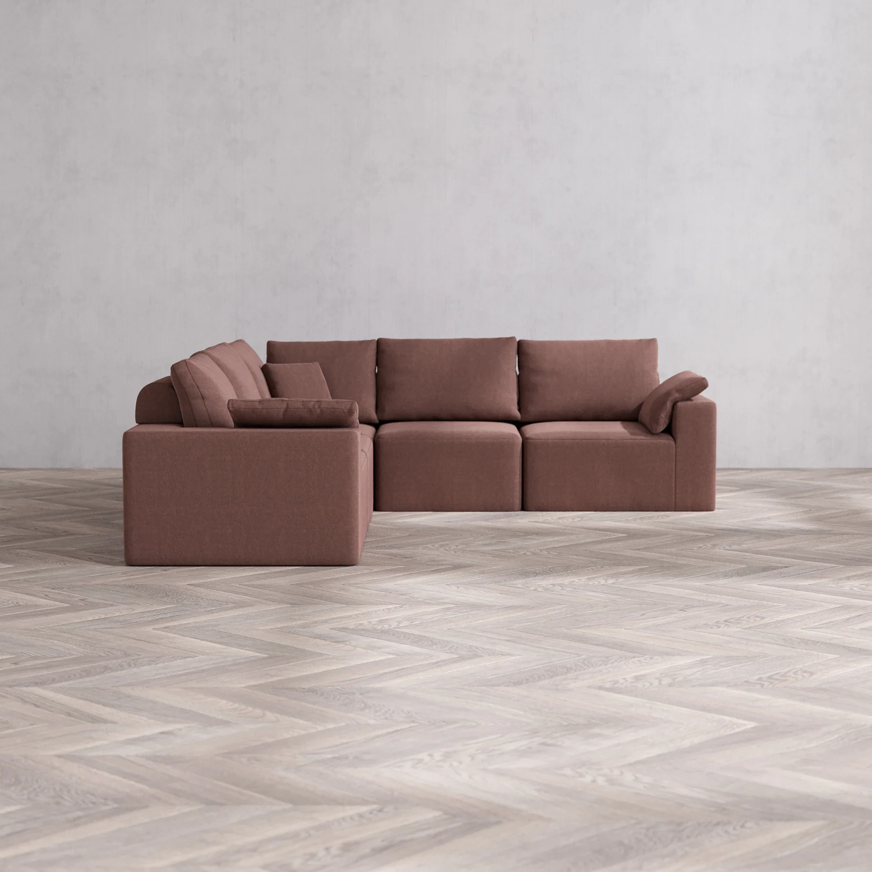 Slipcover Only - Modular Washable 5-Seater Corner Sectional Cloud + Bolster Sofa in Sumac