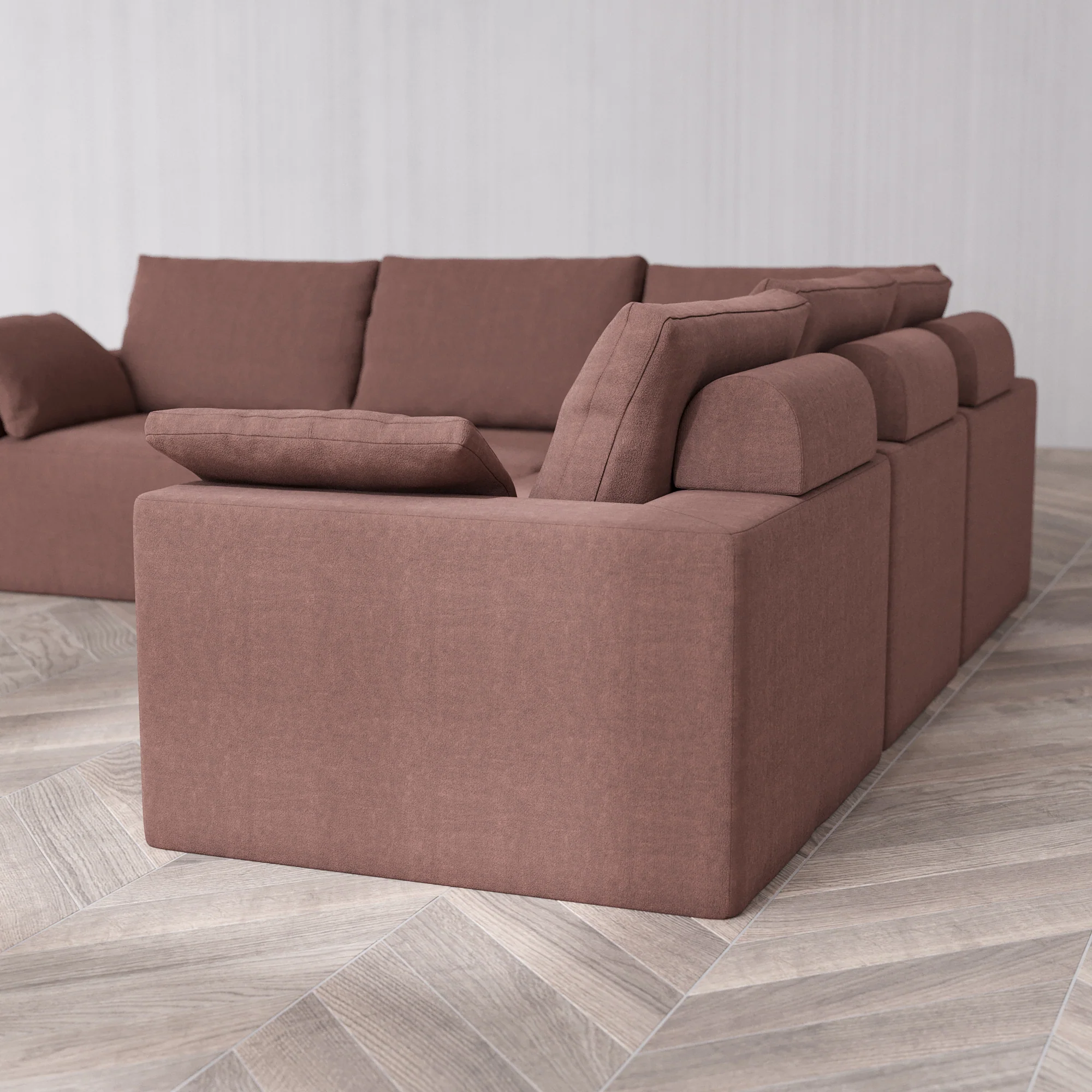 Slipcover Only - Modular Washable 5-Seater Corner Sectional Cloud + Bolster Sofa in Sumac - Image 5