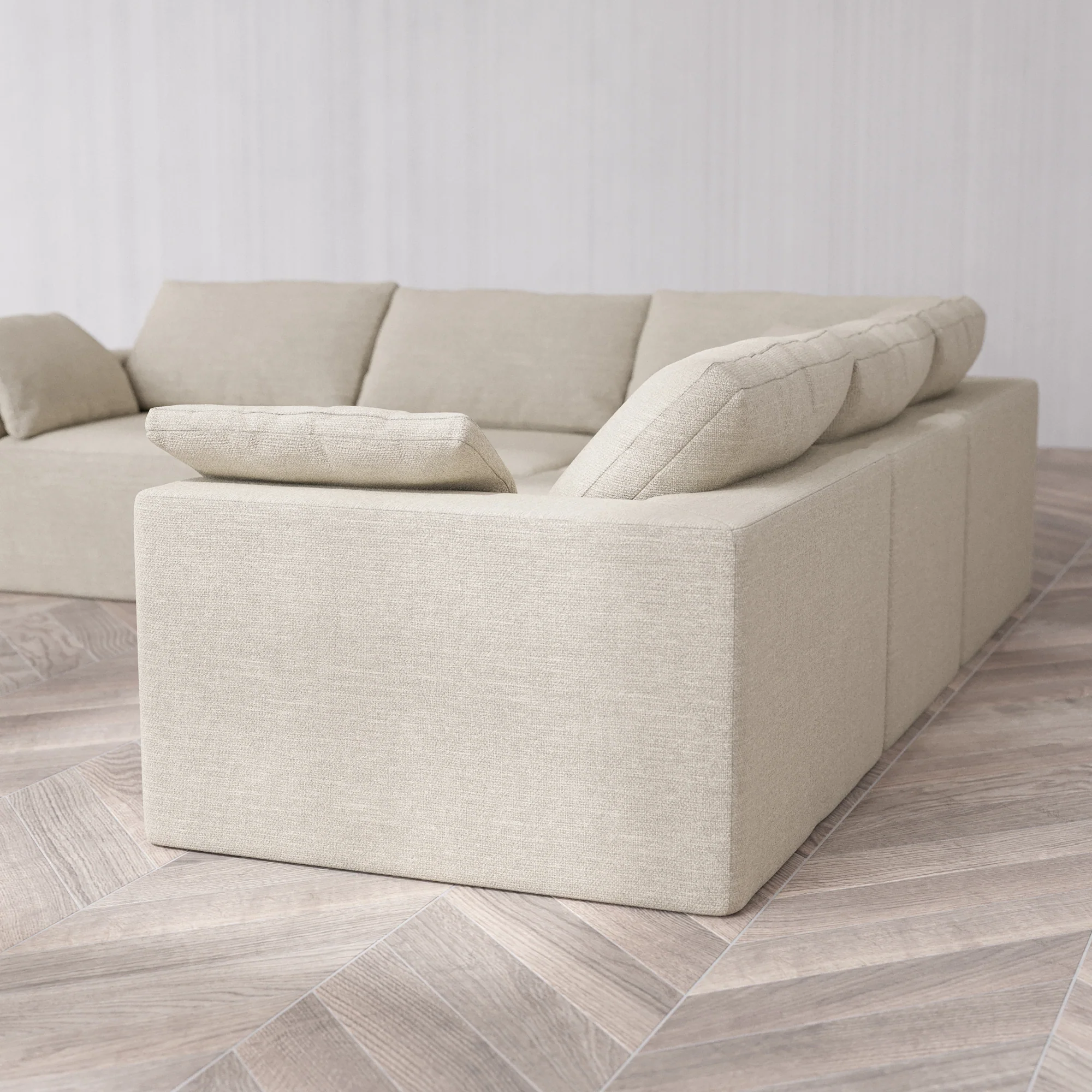 Slipcover Only - Modular Washable 5-Seater Corner Sectional Cloud Sofa in Sandstone - Image 5
