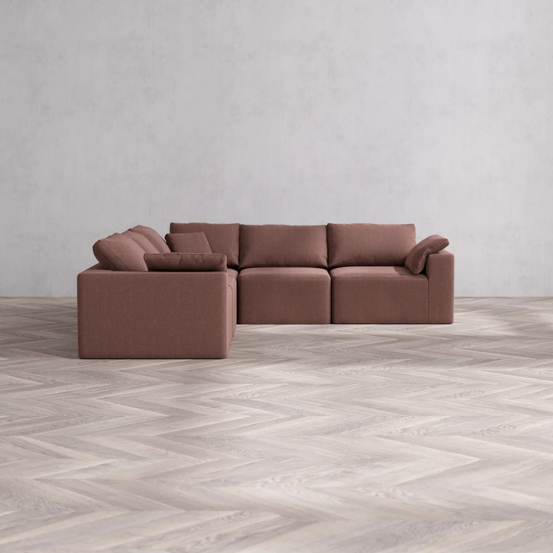 Slipcover Only - Modular Washable 5-Seater Corner Sectional Cloud Sofa in Sumac