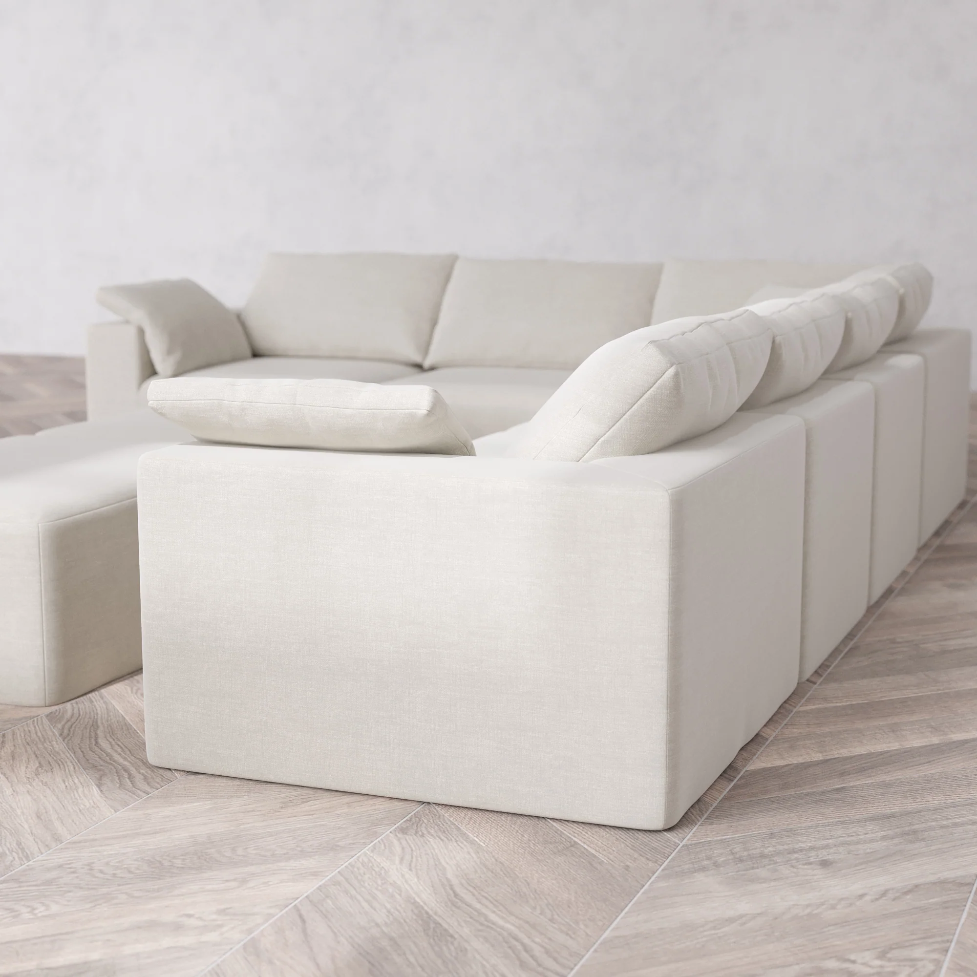 Slipcover Only - Modular Washable 6-Seater Corner Sectional + Chaise Ottoman Bench Cloud Sofa in Cashew - Image 5
