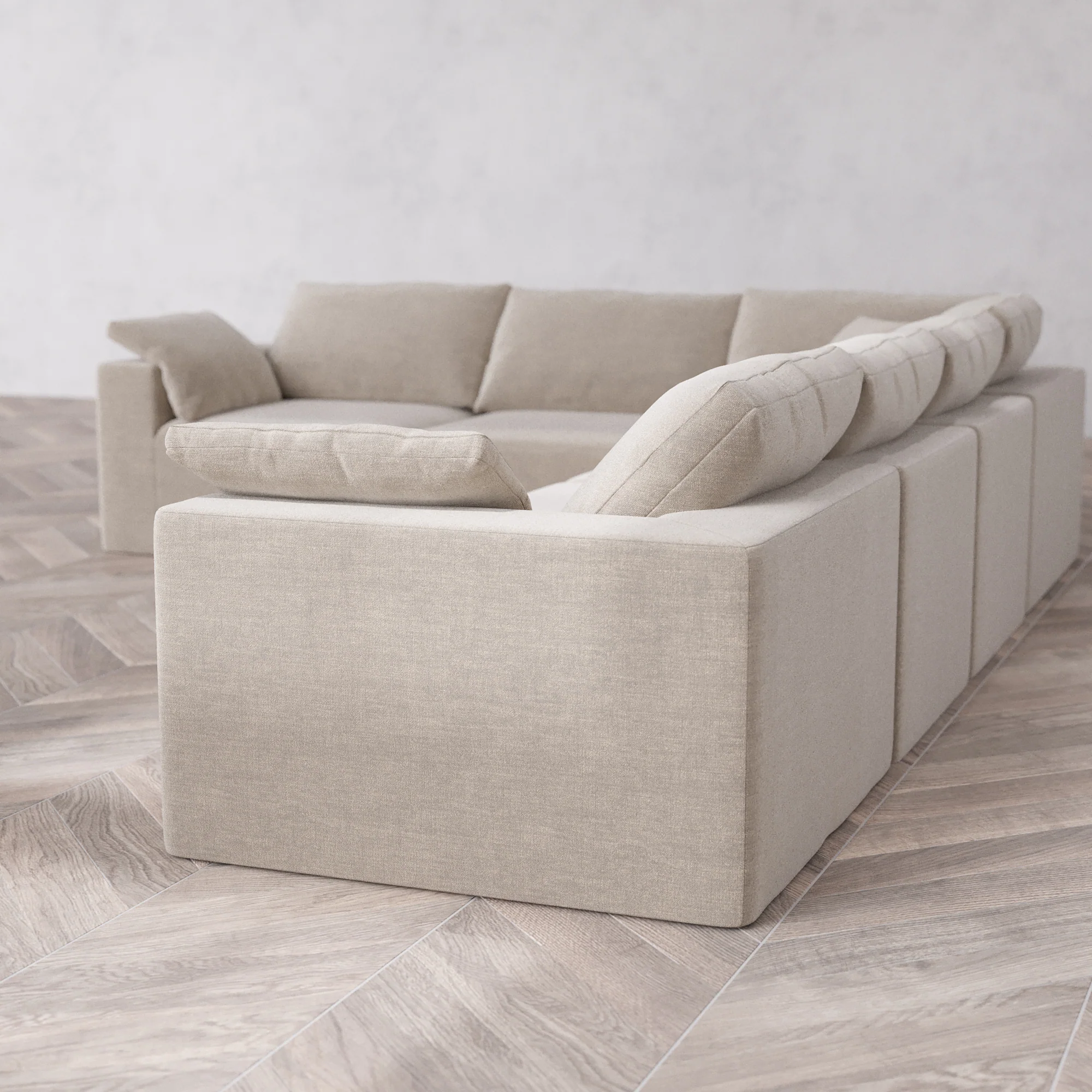 Slipcover Only - Modular Washable 6-Seater Corner Sectional Cloud Sofa in Caraway - Image 5