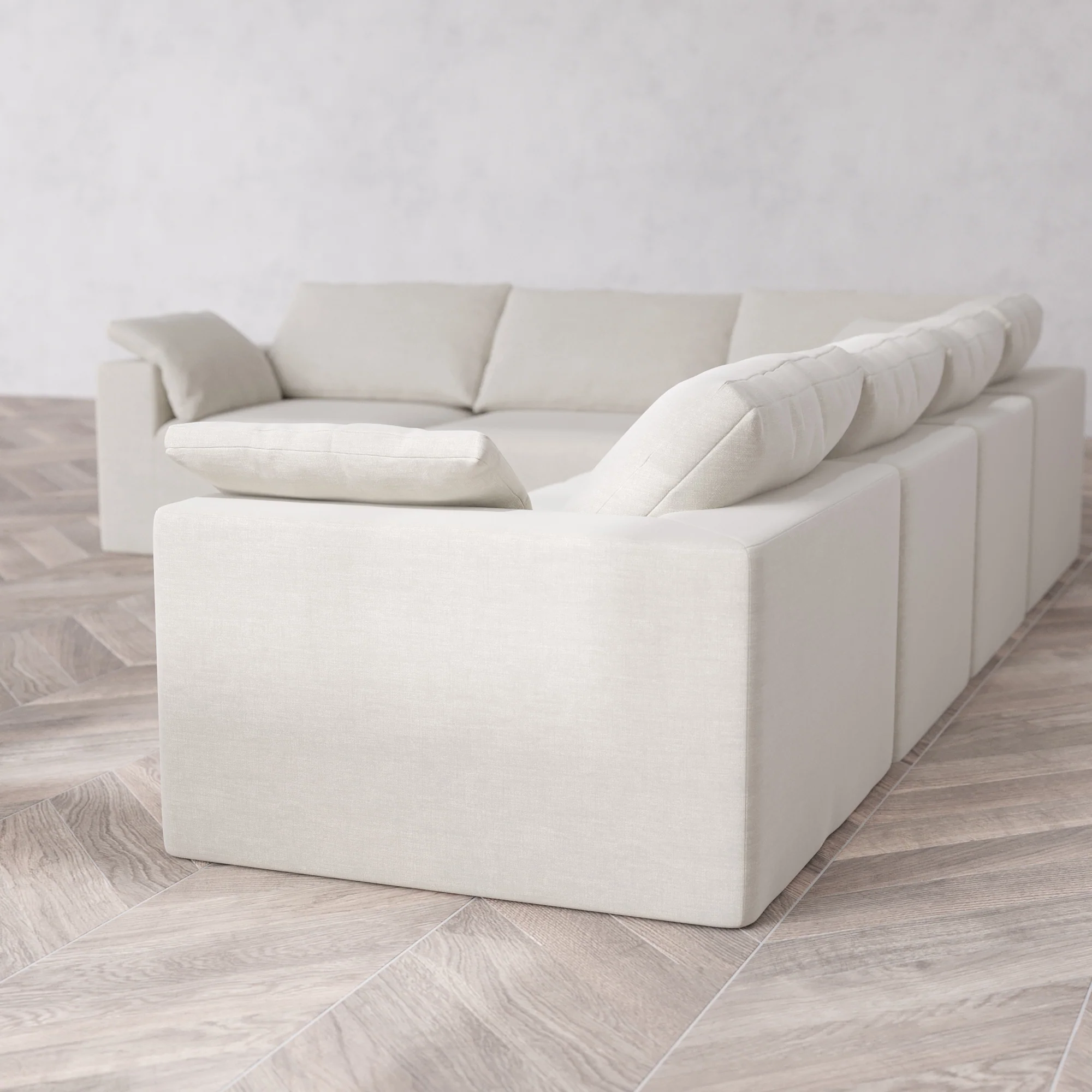 Slipcover Only - Modular Washable 6-Seater Corner Sectional Cloud Sofa in Cashew - Image 5