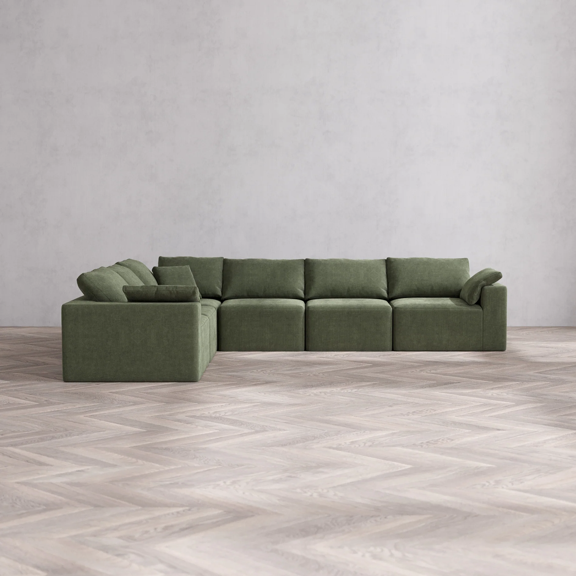 Slipcover Only - Modular Washable 6-Seater Corner Sectional Cloud Sofa in Juniper