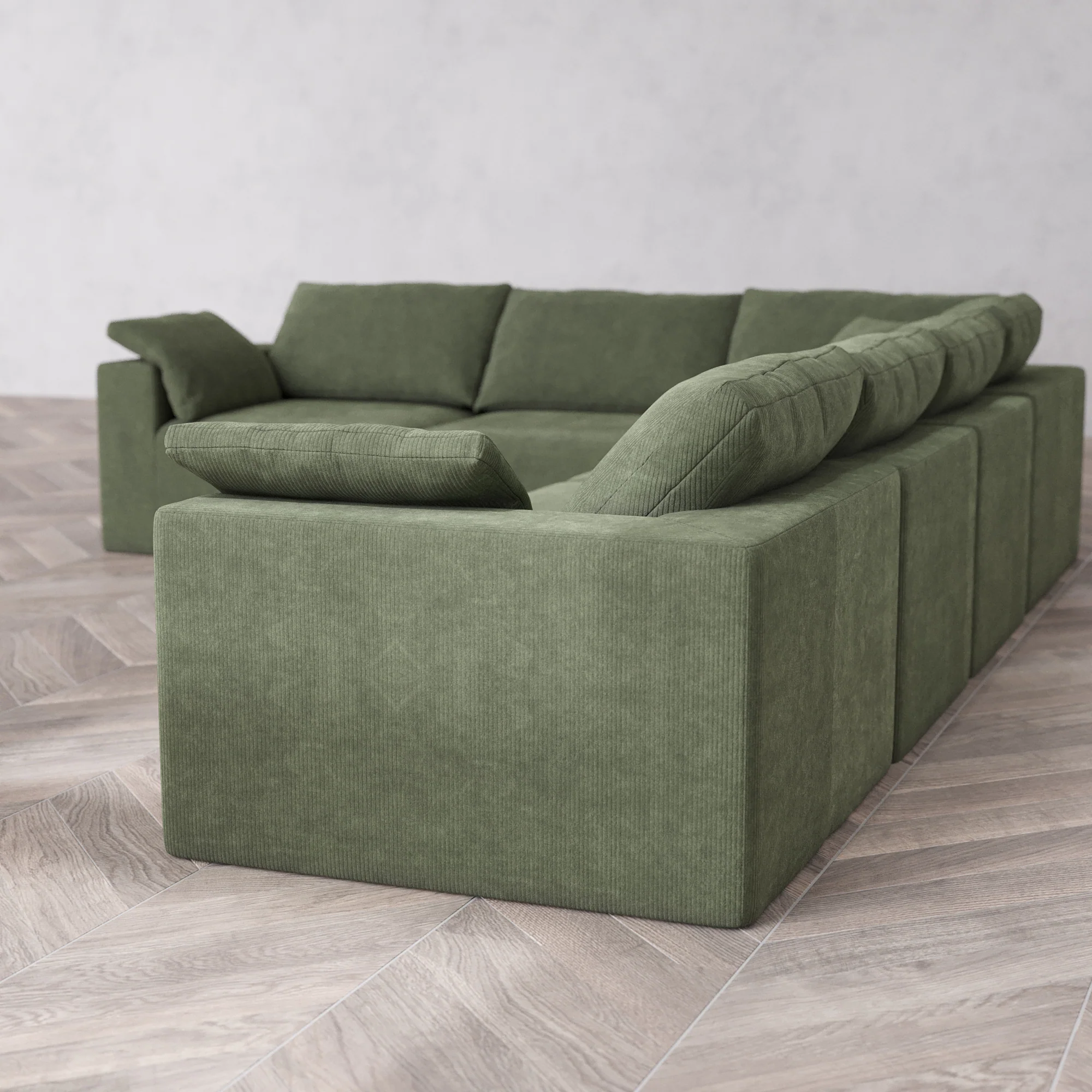 Slipcover Only - Modular Washable 6-Seater Corner Sectional Cloud Sofa in Juniper - Image 5