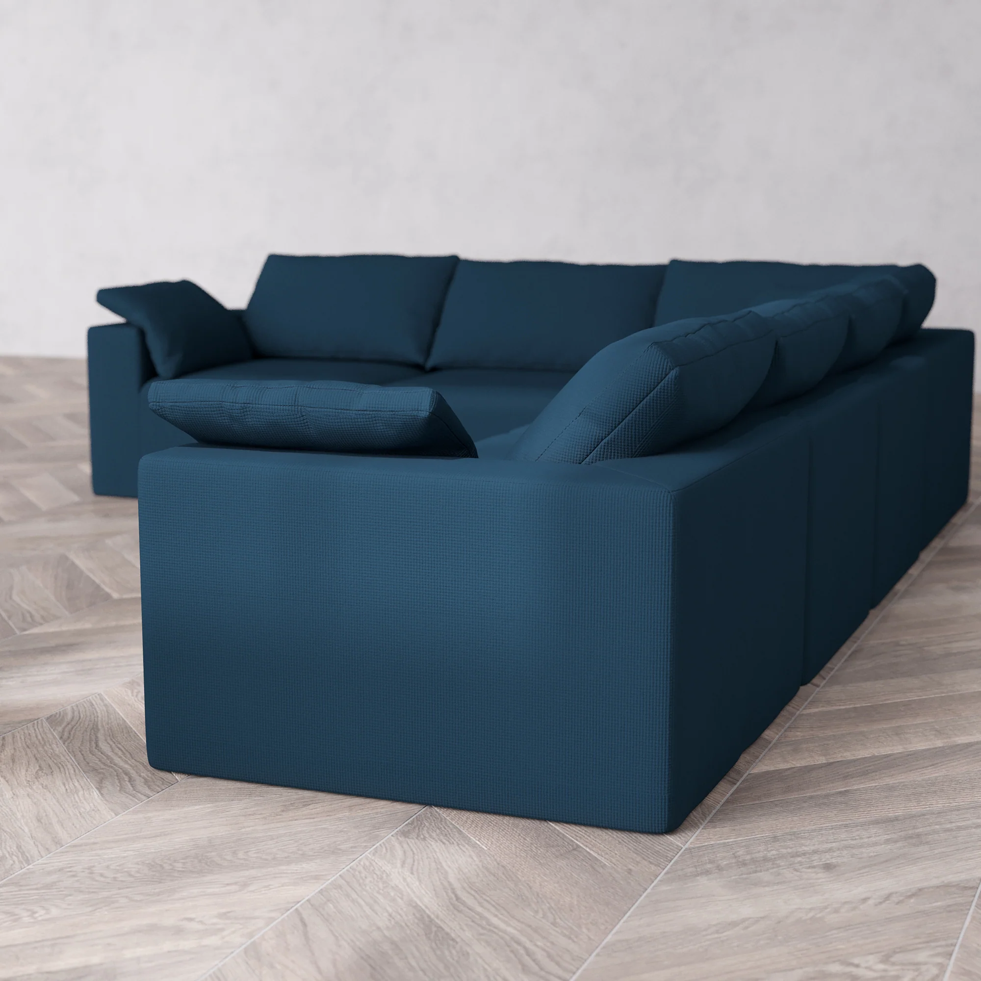 Slipcover Only - Modular Washable 6-Seater Corner Sectional Cloud Sofa in Lazuli - Image 5