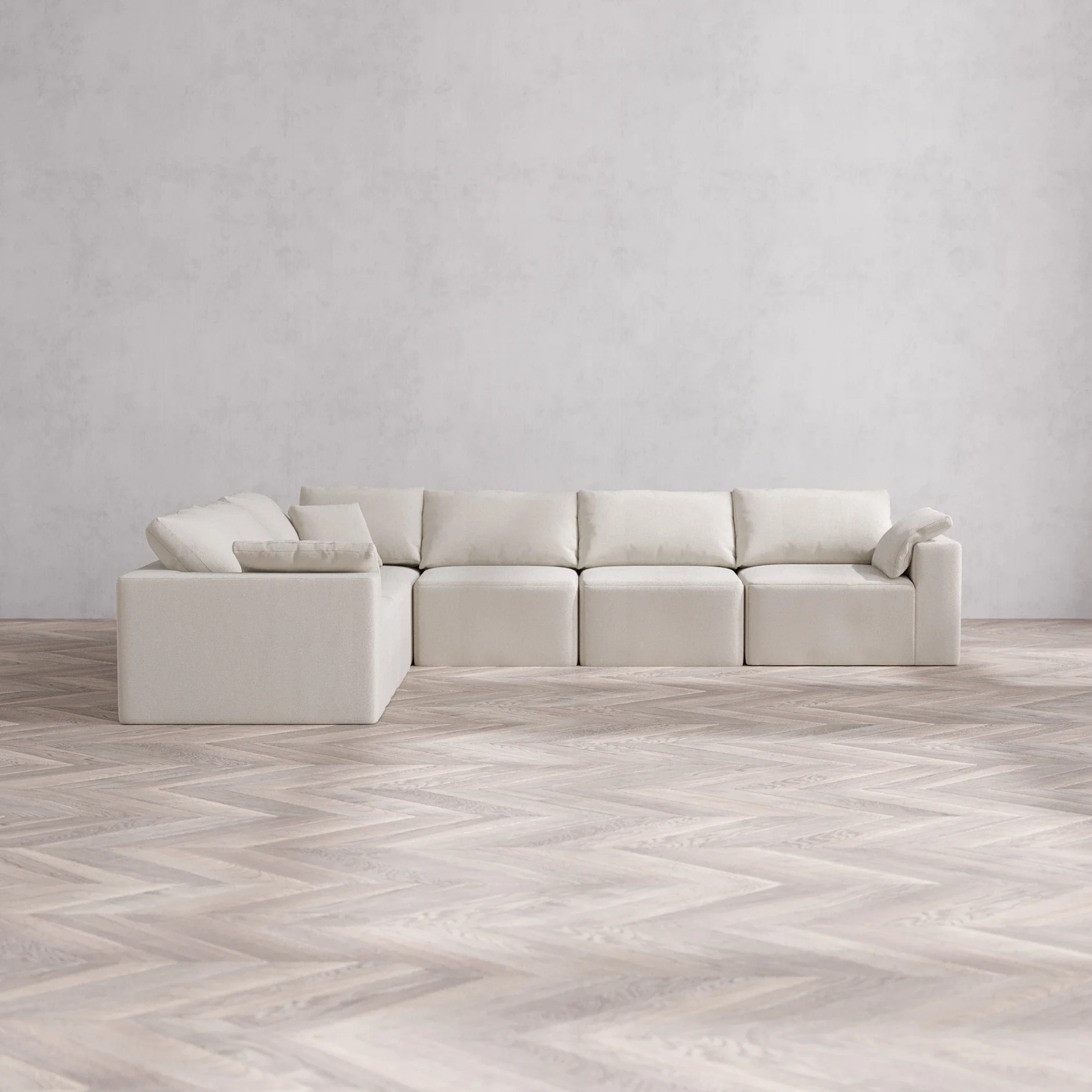 Slipcover Only - Modular Washable 6-Seater Corner Sectional Cloud Sofa in Pearl