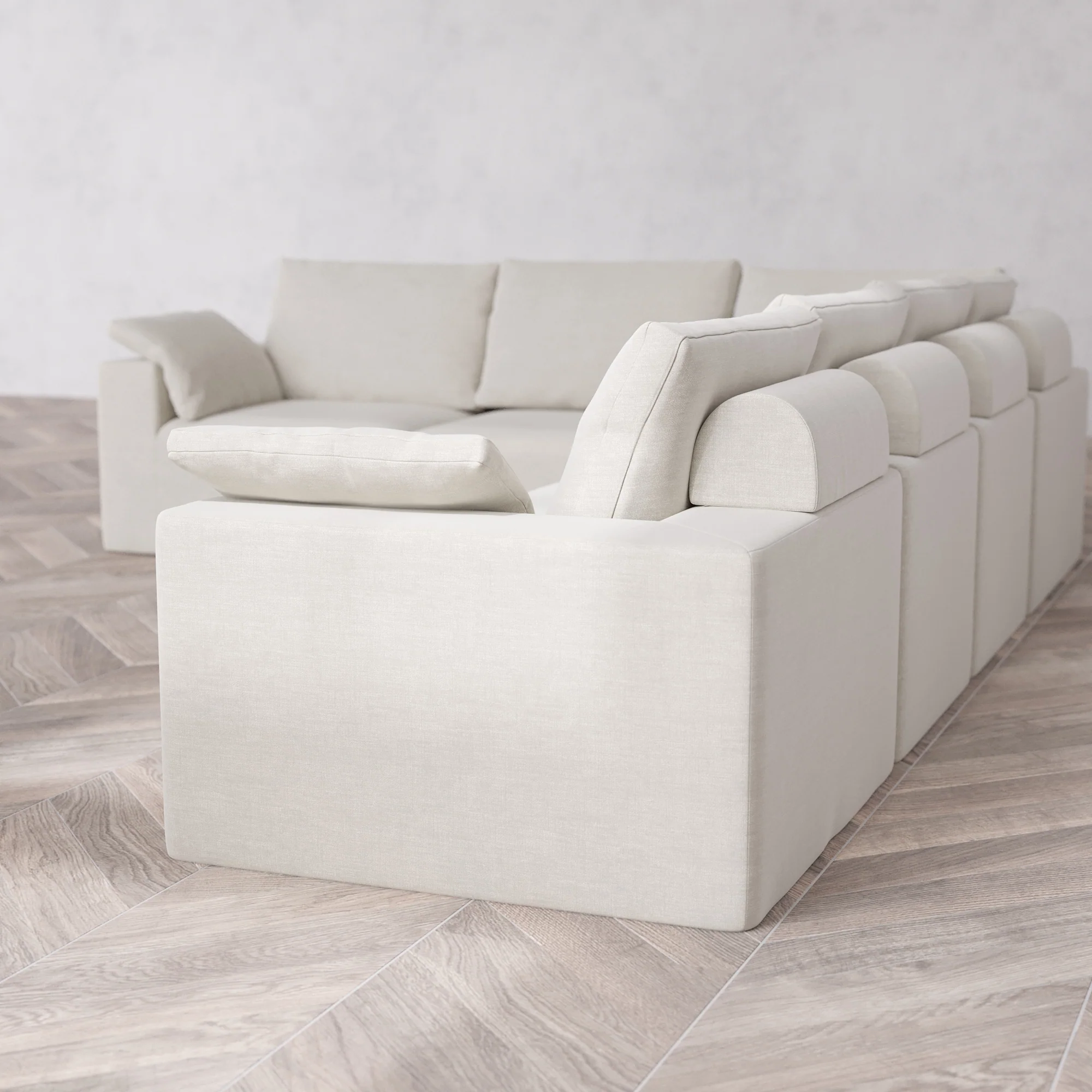 Slipcover Only - Modular Washable 6-Seater Corner Sectional Cloud + Bolster Sofa in Cashew - Image 5