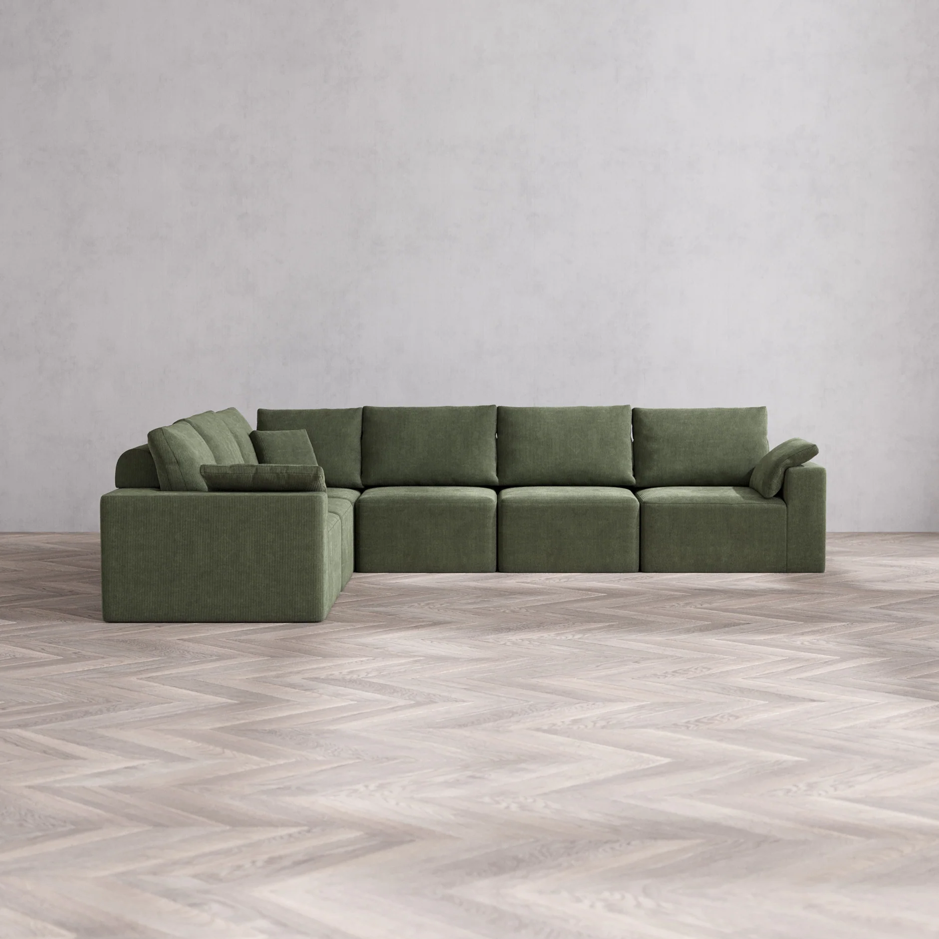 Slipcover Only - Modular Washable 6-Seater Corner Sectional Cloud + Bolster Sofa in Juniper