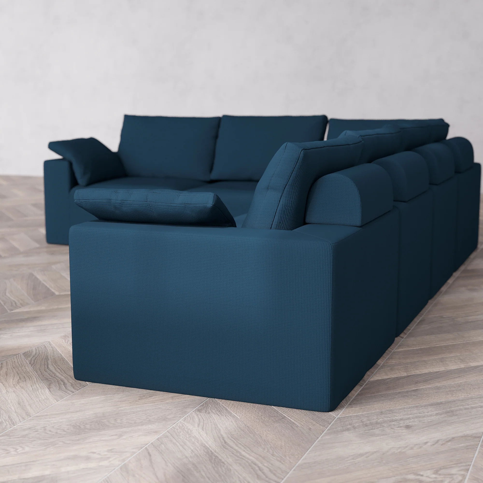 Slipcover Only - Modular Washable 6-Seater Corner Sectional Cloud + Bolster Sofa in Lazuli - Image 5