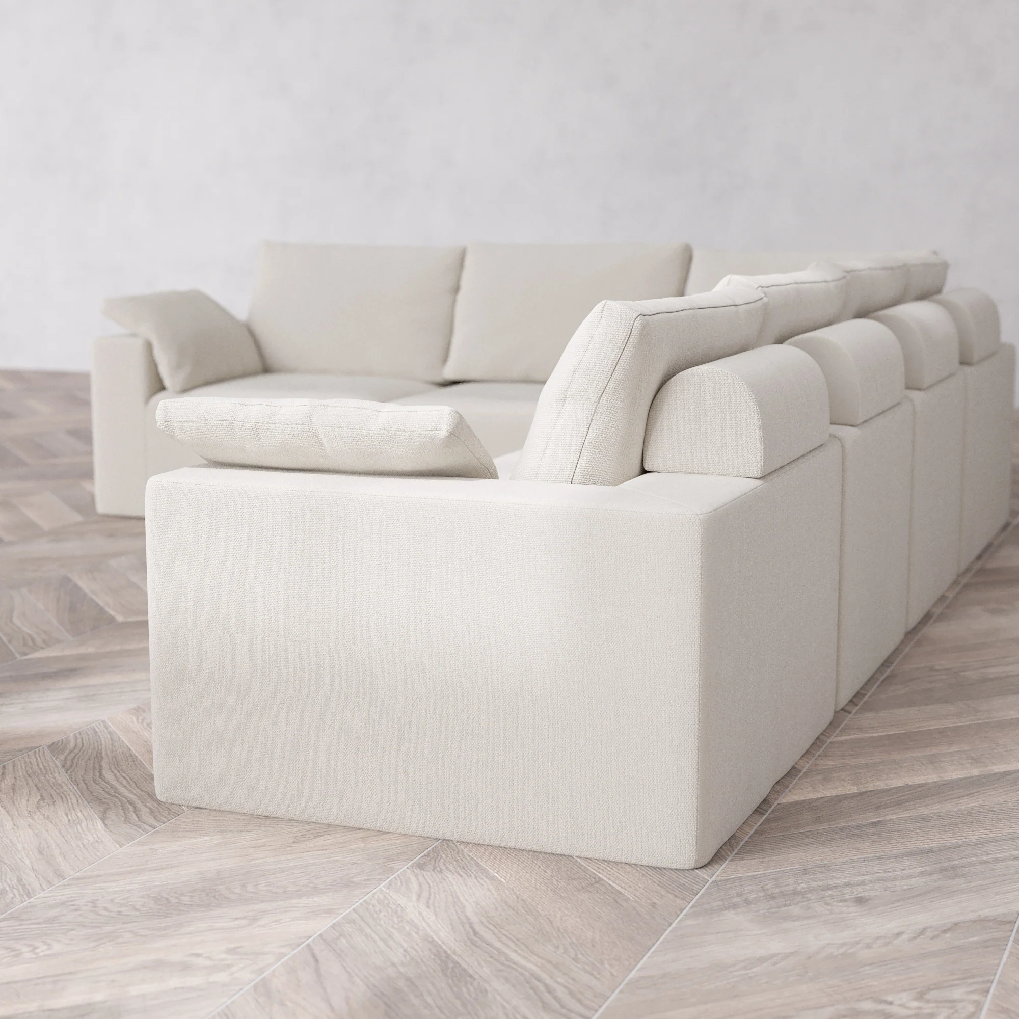 Slipcover Only - Modular Washable 6-Seater Corner Sectional Cloud + Bolster Sofa in Pearl - Image 5