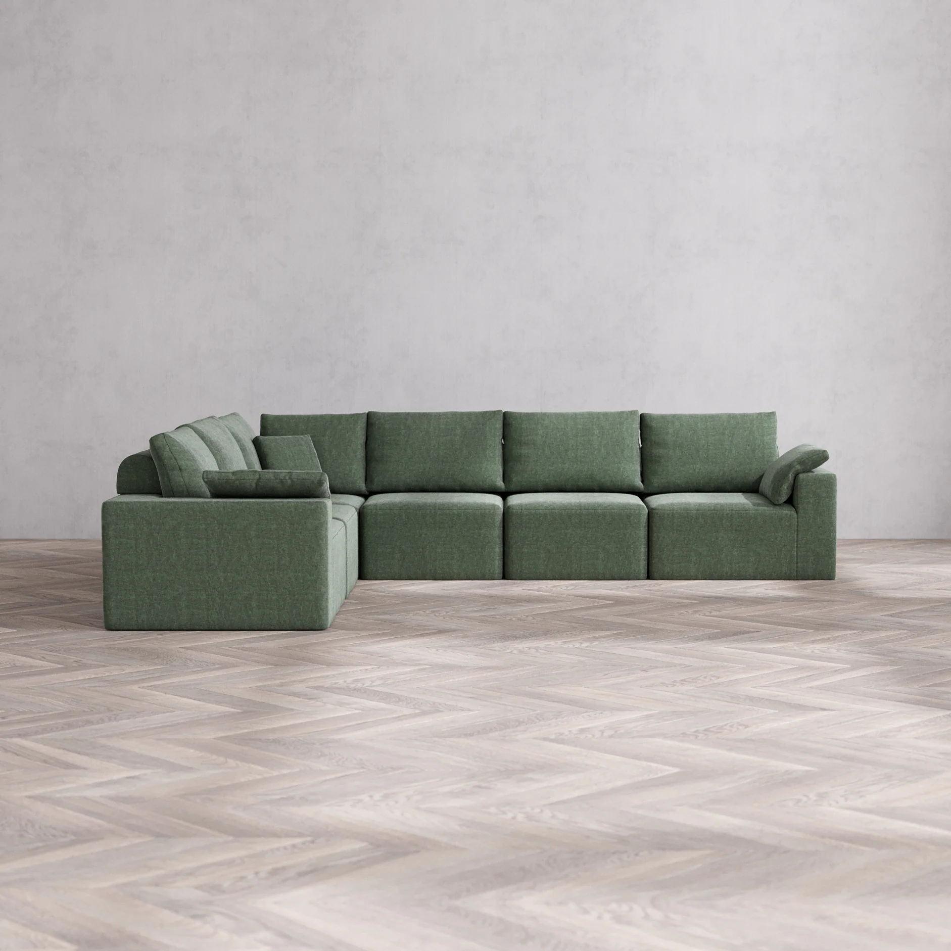 Slipcover Only - Modular Washable 6-Seater Corner Sectional Cloud + Bolster Sofa in Sage