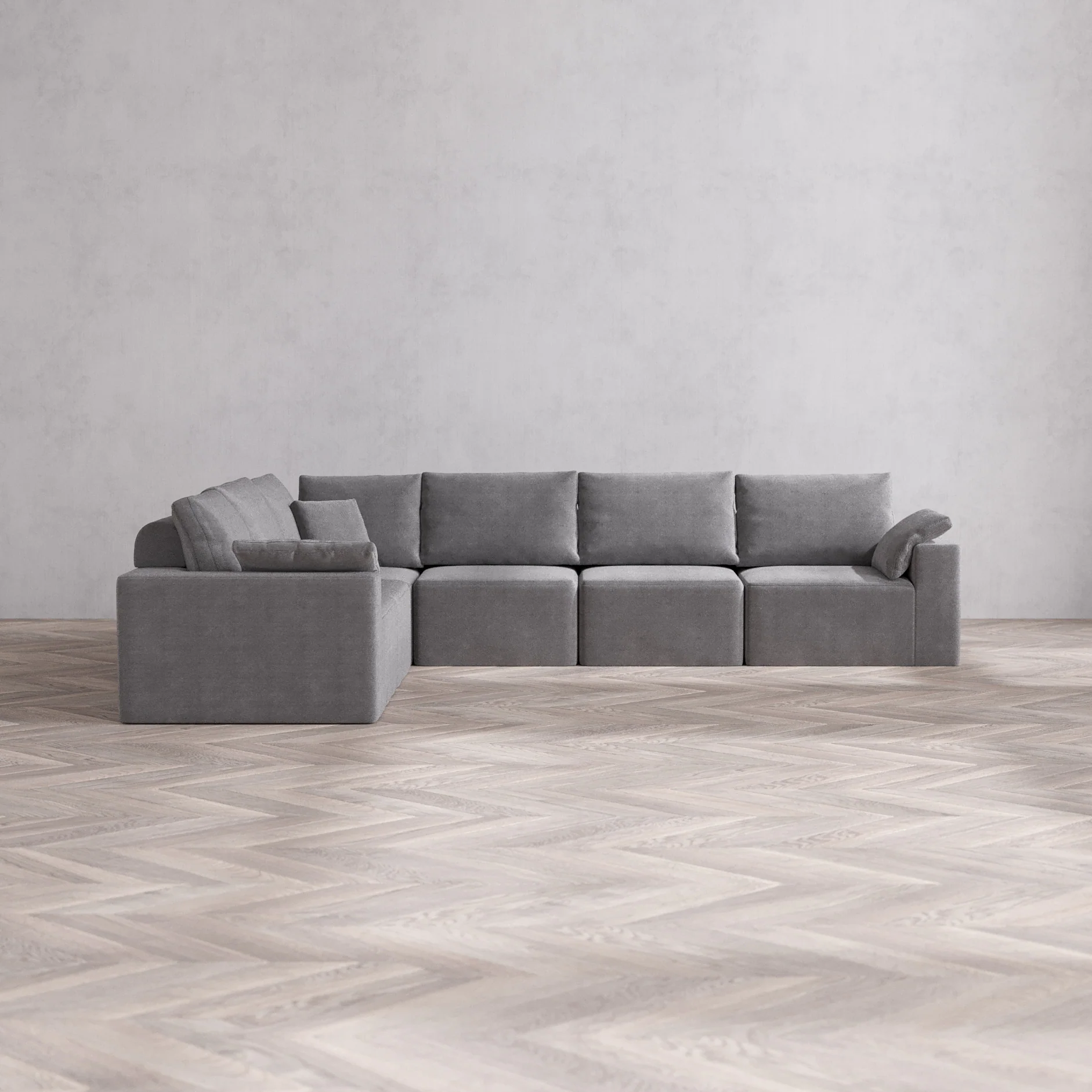 Slipcover Only - Modular Washable 6-Seater Corner Sectional Cloud + Bolster Sofa in Slate