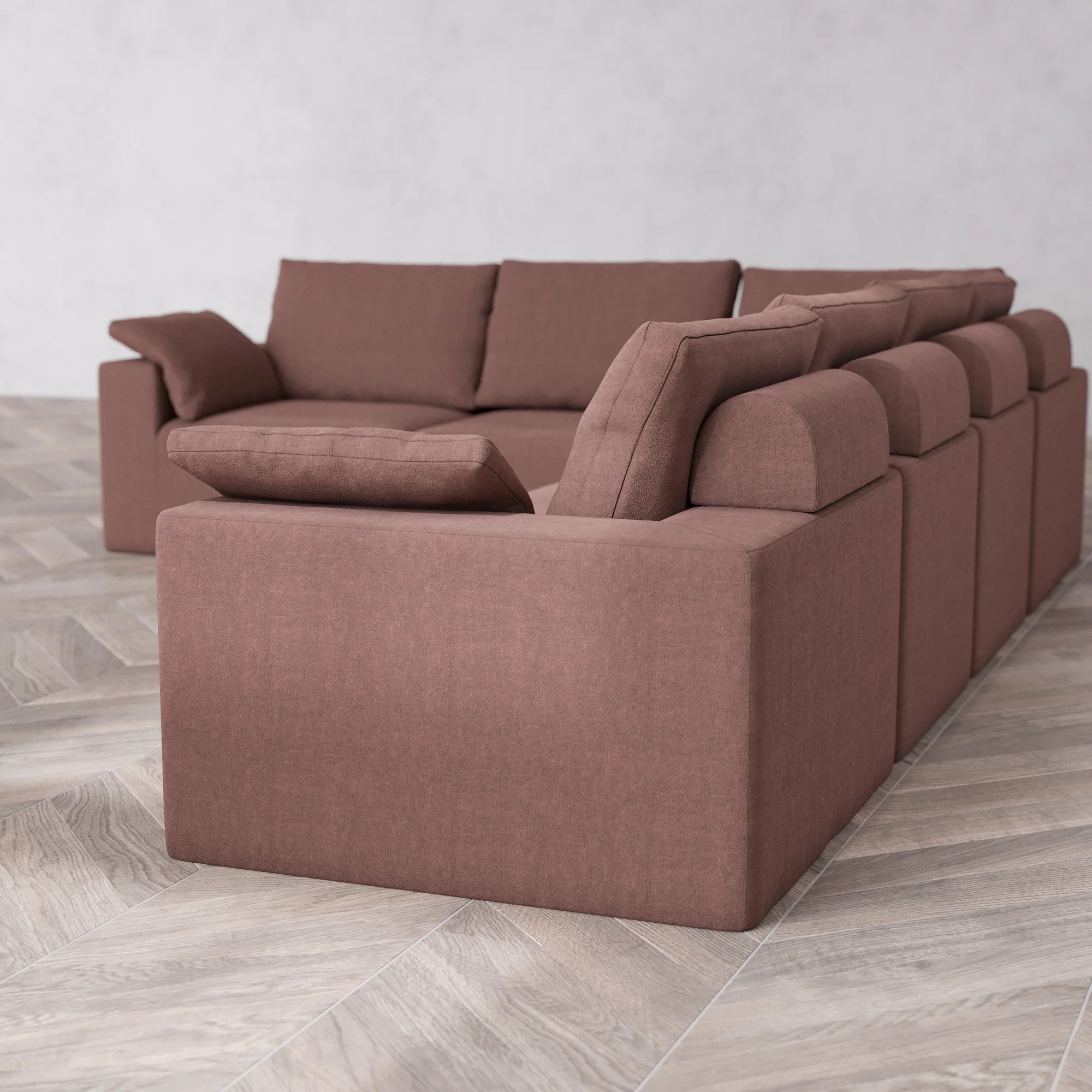 Slipcover Only - Modular Washable 6-Seater Corner Sectional Cloud + Bolster Sofa in Sumac - Image 5